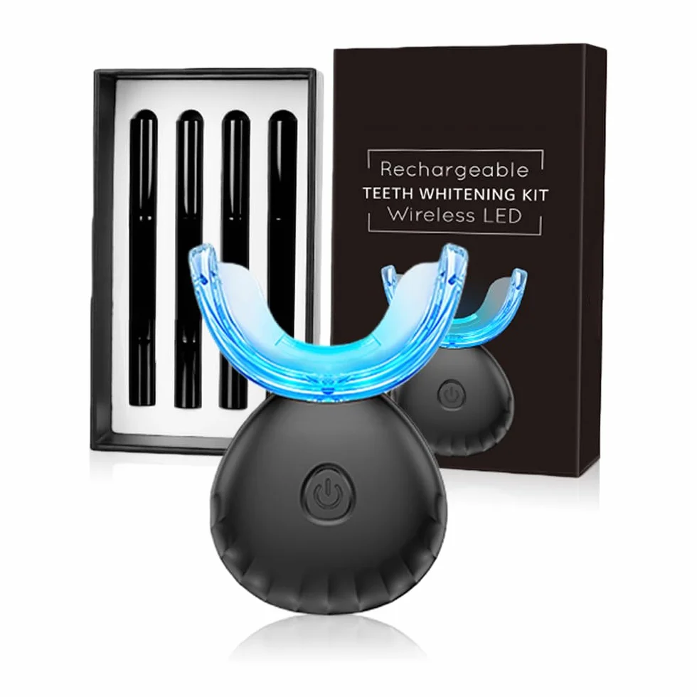 Kit Sbiancante Denti Professionale con Lampada 16 LED Blu,Quattro Penne Gel Sbiancante,Elimina le Macchie in 16 Minuti,con Applicazione Semplice e Veloce,Sicuro per lo Smalto