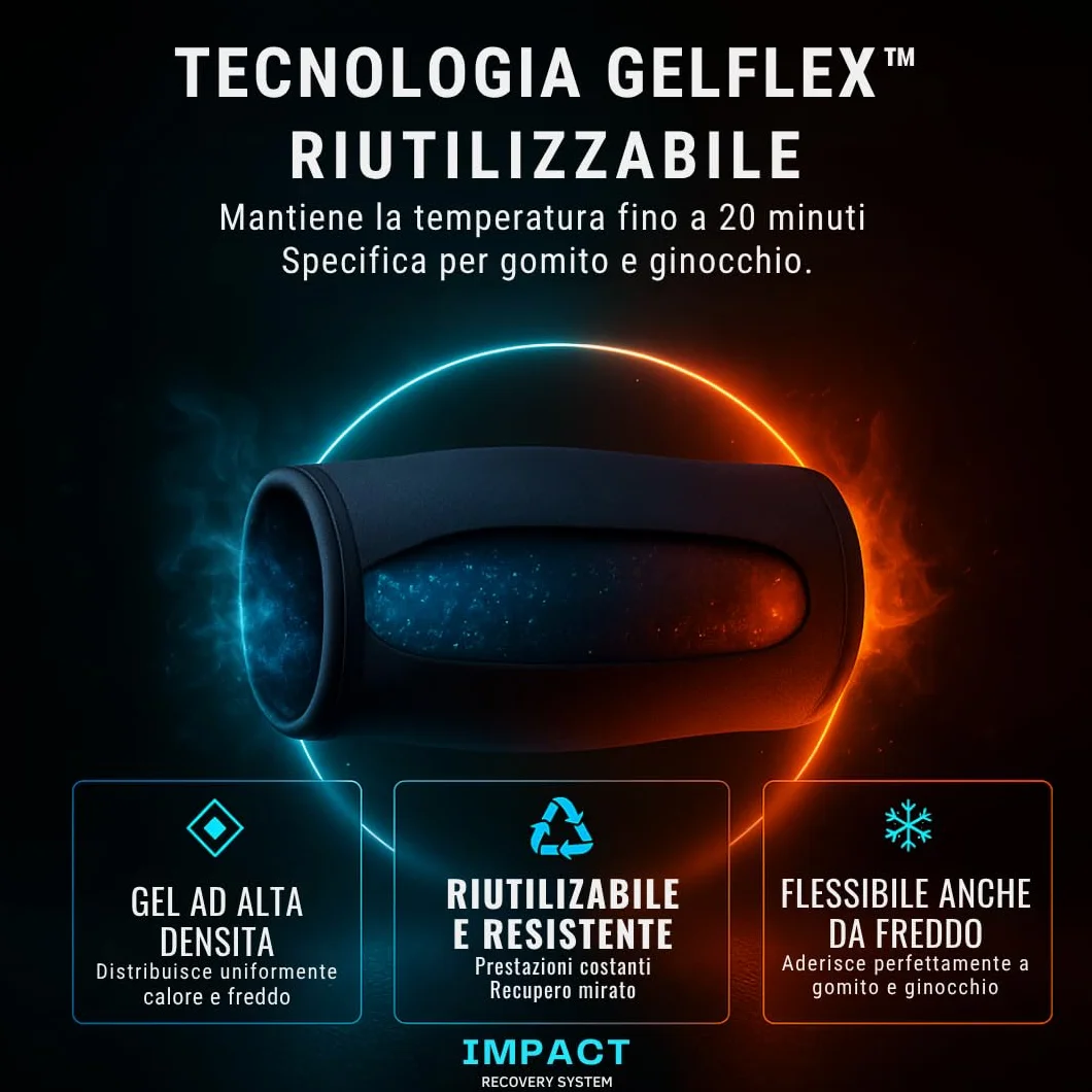 Fascia Ghiaccio Ginocchio Gomito Gel Riutilizzabile Caldo e Freddo - Copertura 360° per Sollievo da Dolore, Infortuni - Recupero Post-Allenamento, Sport e Uso Quotidiano (Ginocchio - Gomito L)
