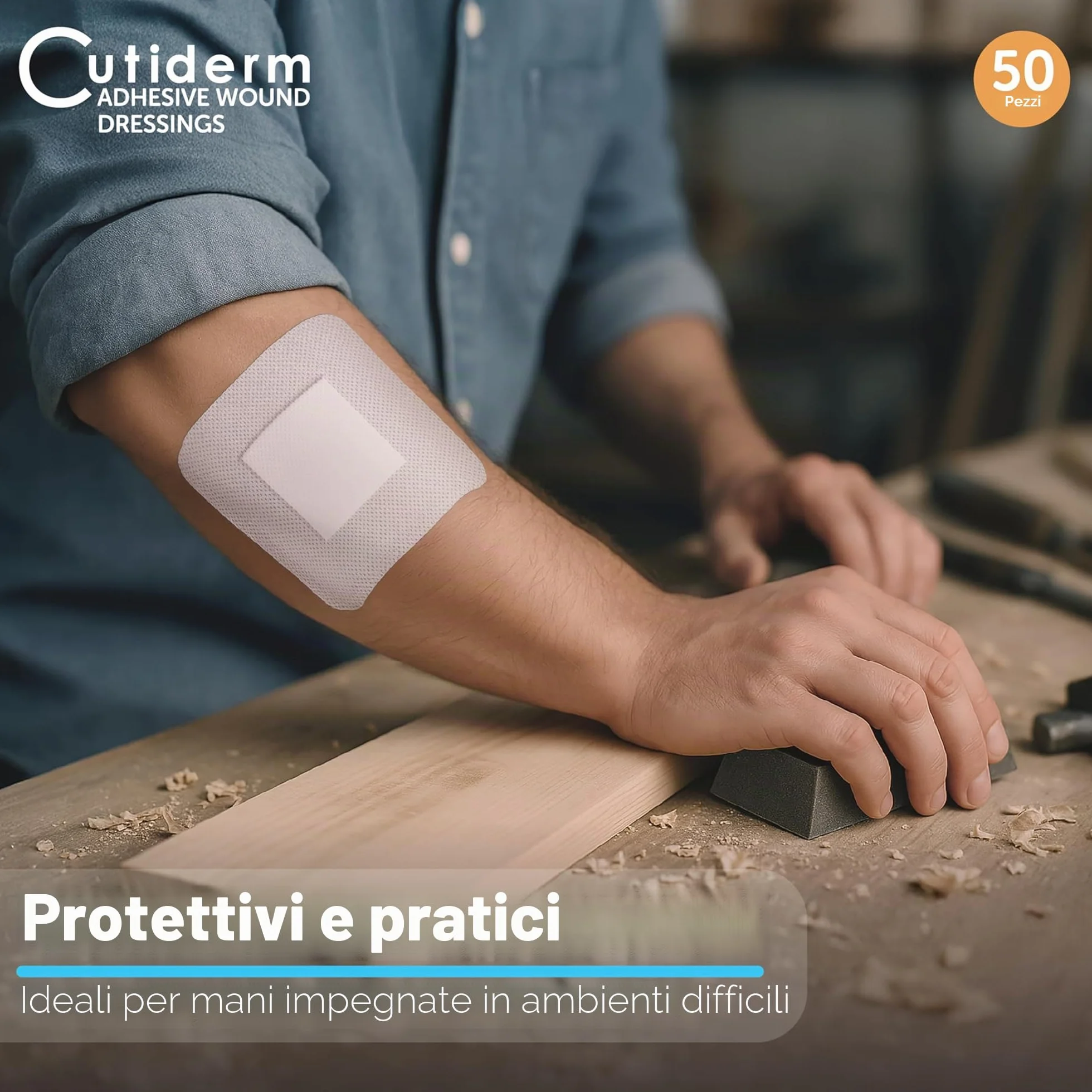 Cutiderm Medicazione adesiva sterile 10 cm x 10 cm, confezione da 50
