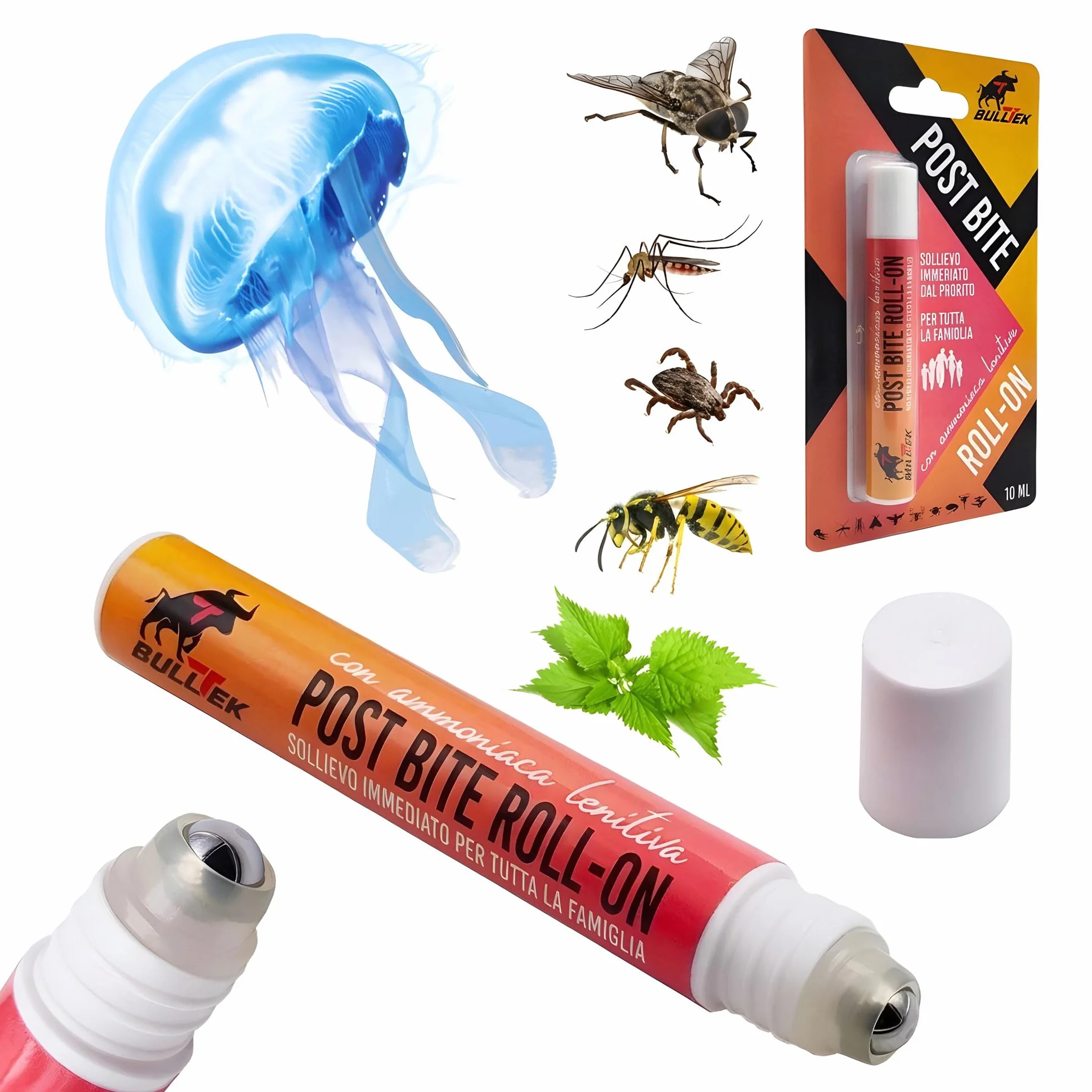 Penna Dopopuntura Roll-On Sollievo Punture Insetti Meduse Ammoniaca Lenitiva Naturale Eucalipto Menta 10ml