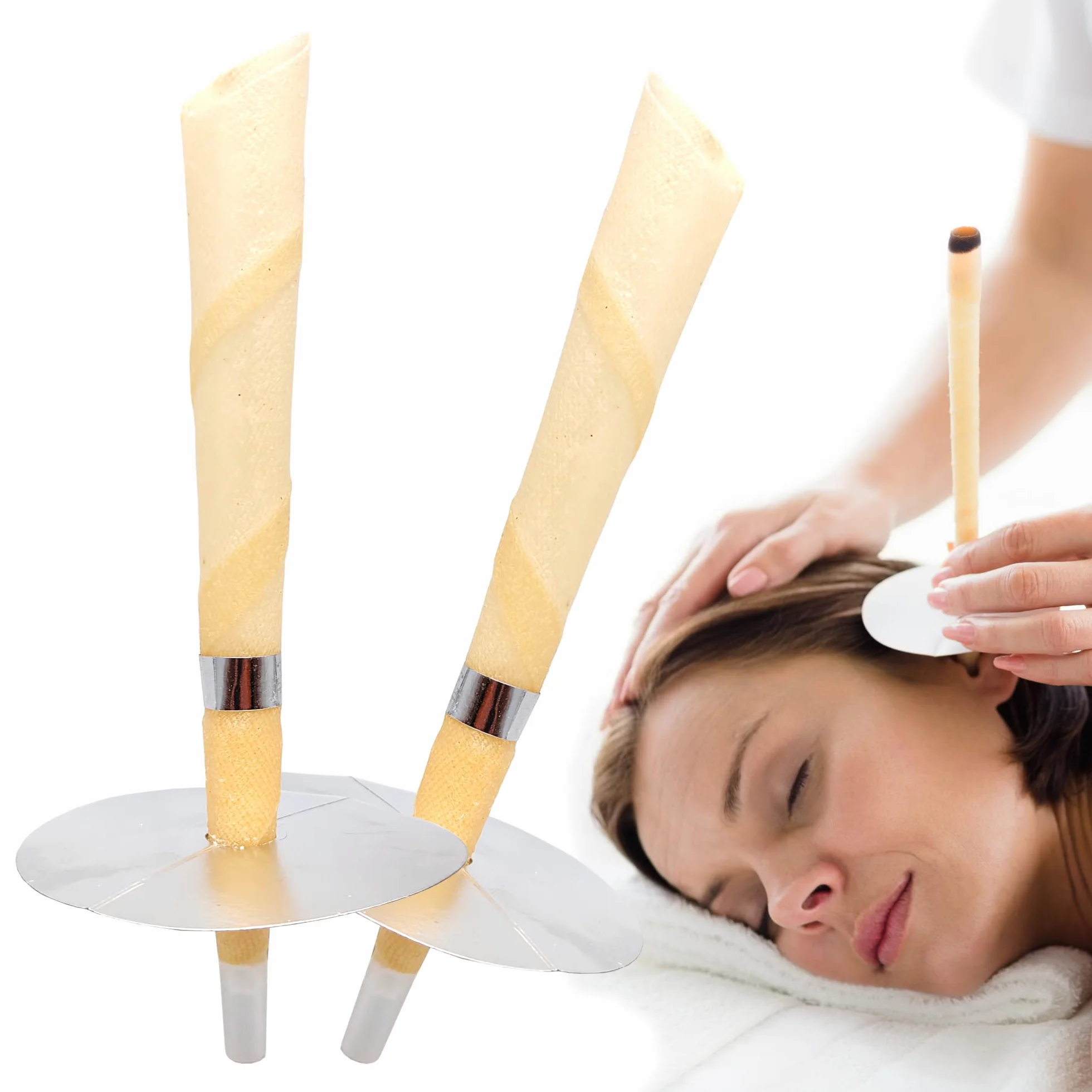 Coni Auricolari 2 Pezzi con Disco Protettivo e Sistema Salvagoccia – Sicuri, Anti-Cenere, Aderenza Perfetta, Relax Naturale per la Pulizia del Condotto Uditivo