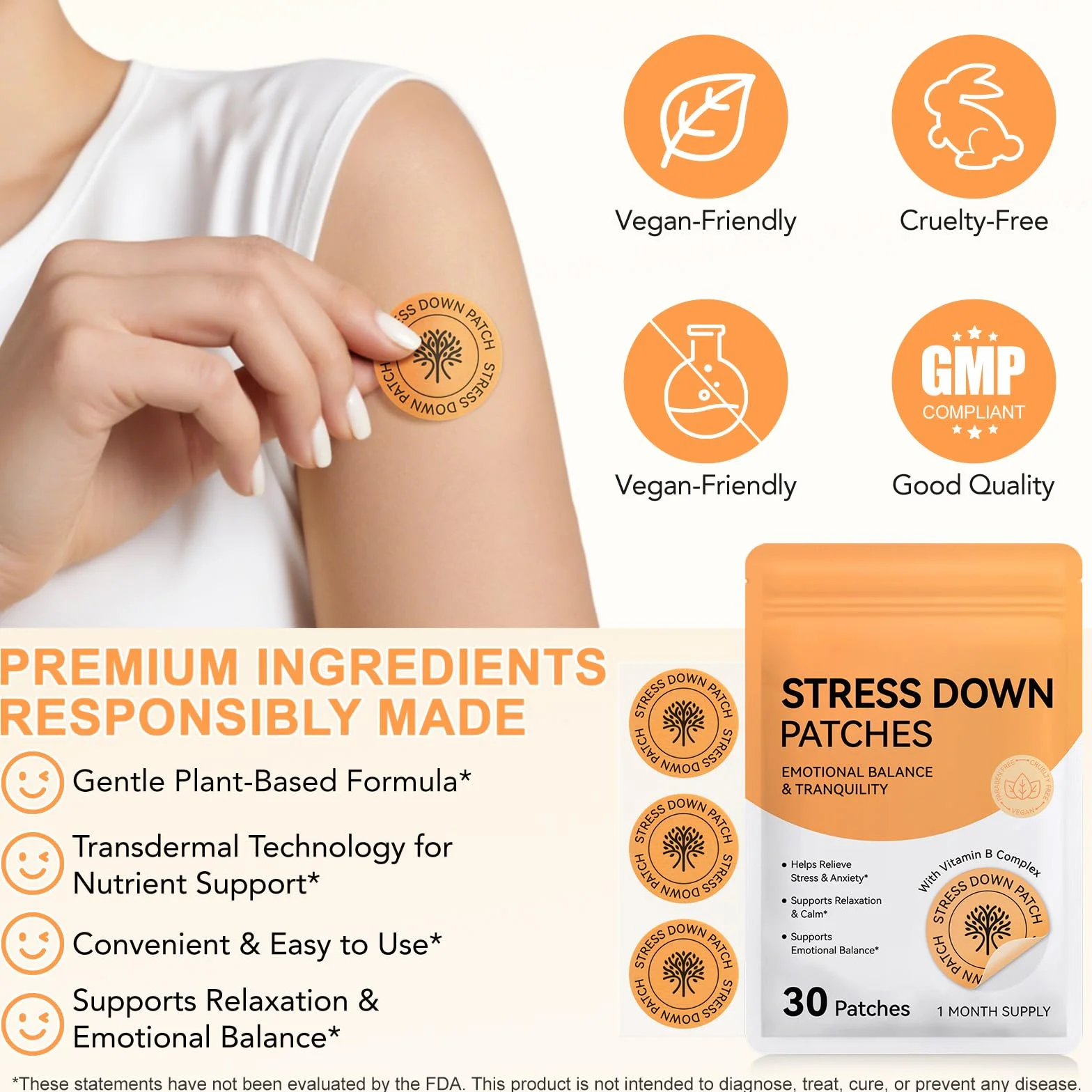 Stress Down Patches Anti-Stress Anxiété 30 Patchs Formule Botanique Plantes Calmants