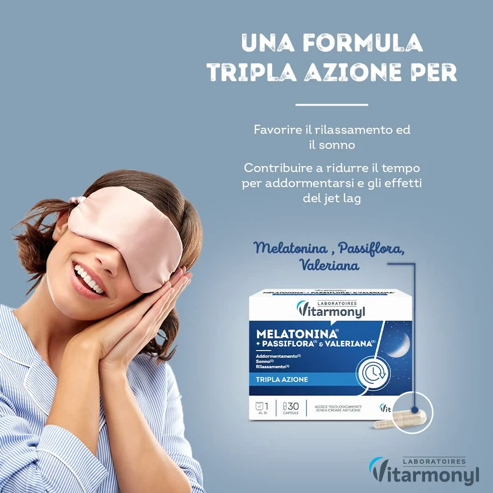 Melatonina Più Integratore Alimentare Sonno 30 Capsule Vitarmonyl
