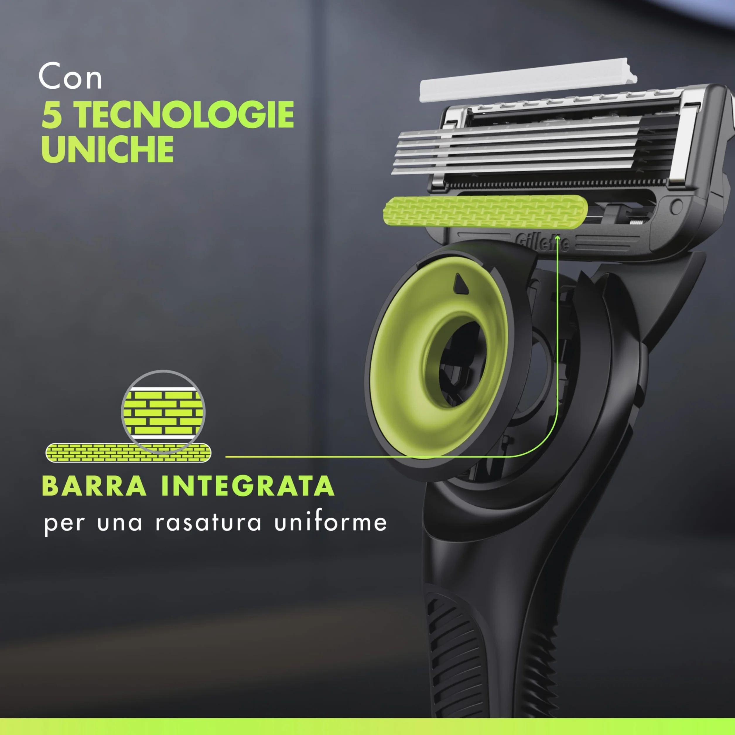 Gillette Uefa Champions League Special Edition Gillette Labs Rasoio a Mano Libera con Barra Esfoliante, 1 Manico + 8 Lamette di Ricambio, Include Base Magnetica Premium