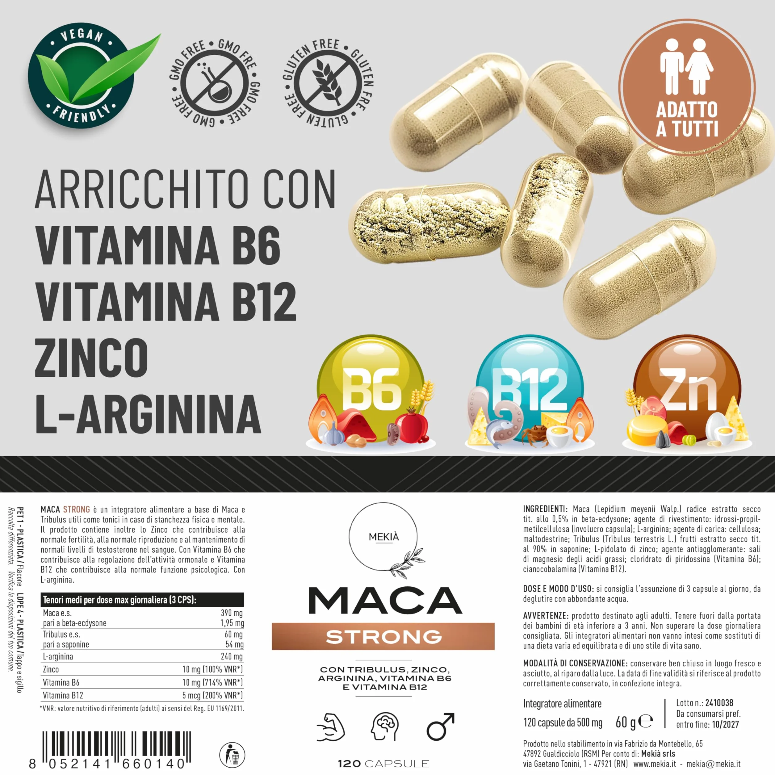 Integratori sessuali per uomo Maca, Arginina, Tribulus Terrestris, Zinco e Vitamine B – Energia e Vitalità Uomo – Supporto Testosterone e Performance – vigore e libido