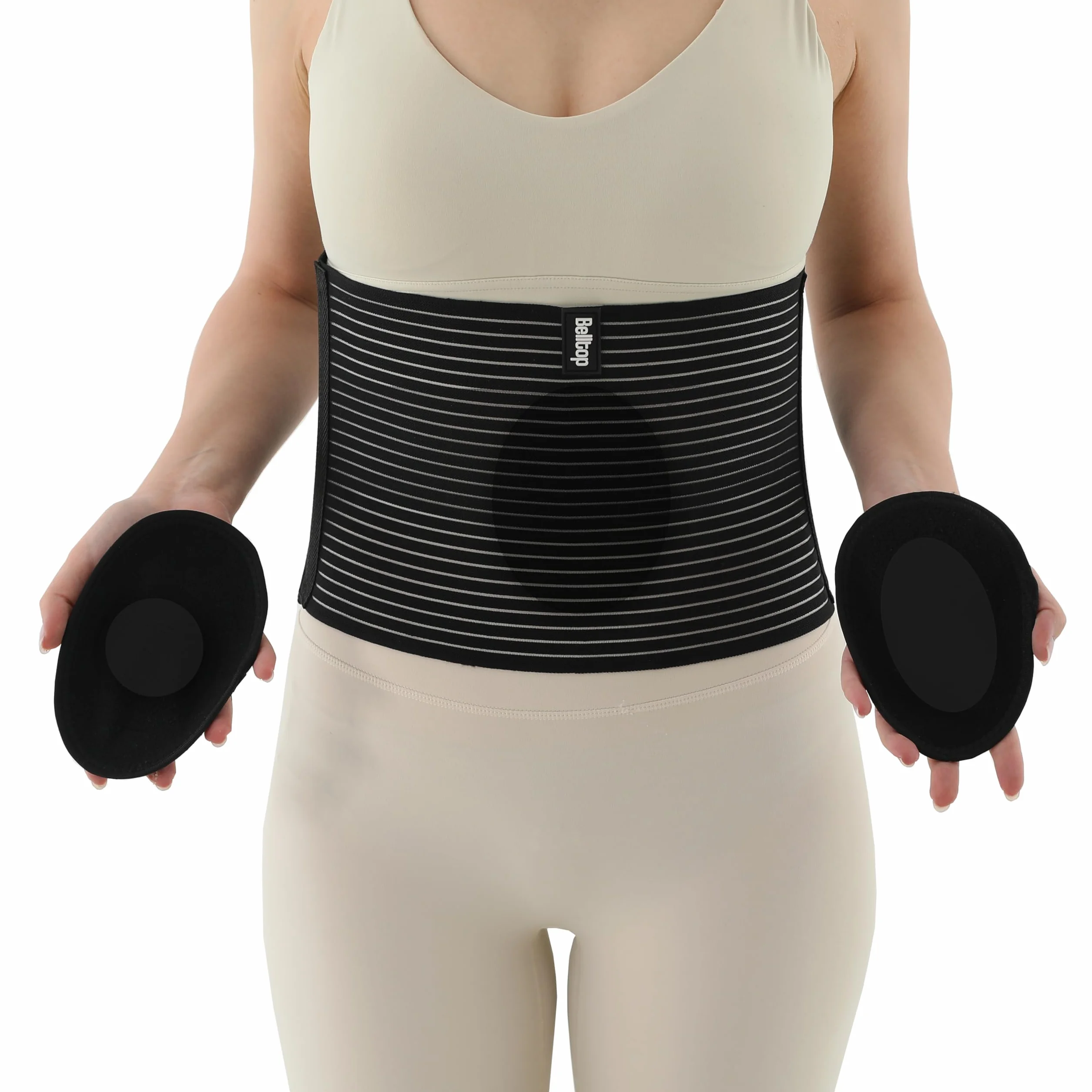 Fascia ernia ombelicale. Cinto per ernia ombelicale - Sostegno per ernia addominale. Fascia per ernia ombelicale uomo e donna. Cintura ernia ombelicale terapeutica: 2 cuscinetti di compressione (L/XL)