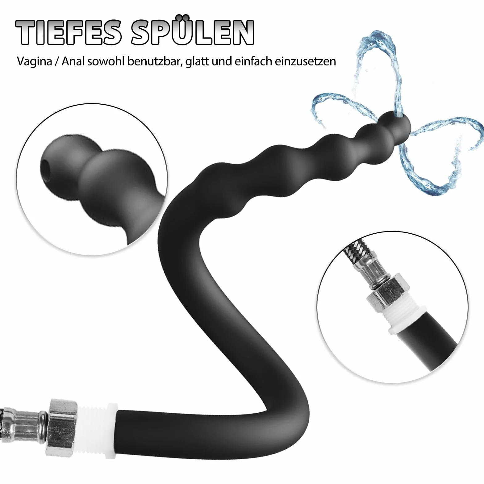 BDSMJOY tubo flessibile per doccia con Plug anale cavo trasparente, Doccia Clistere in Silicone, clistere per Anale Vaginale Colonic, Plug Anale Sex toys Donne Uomo