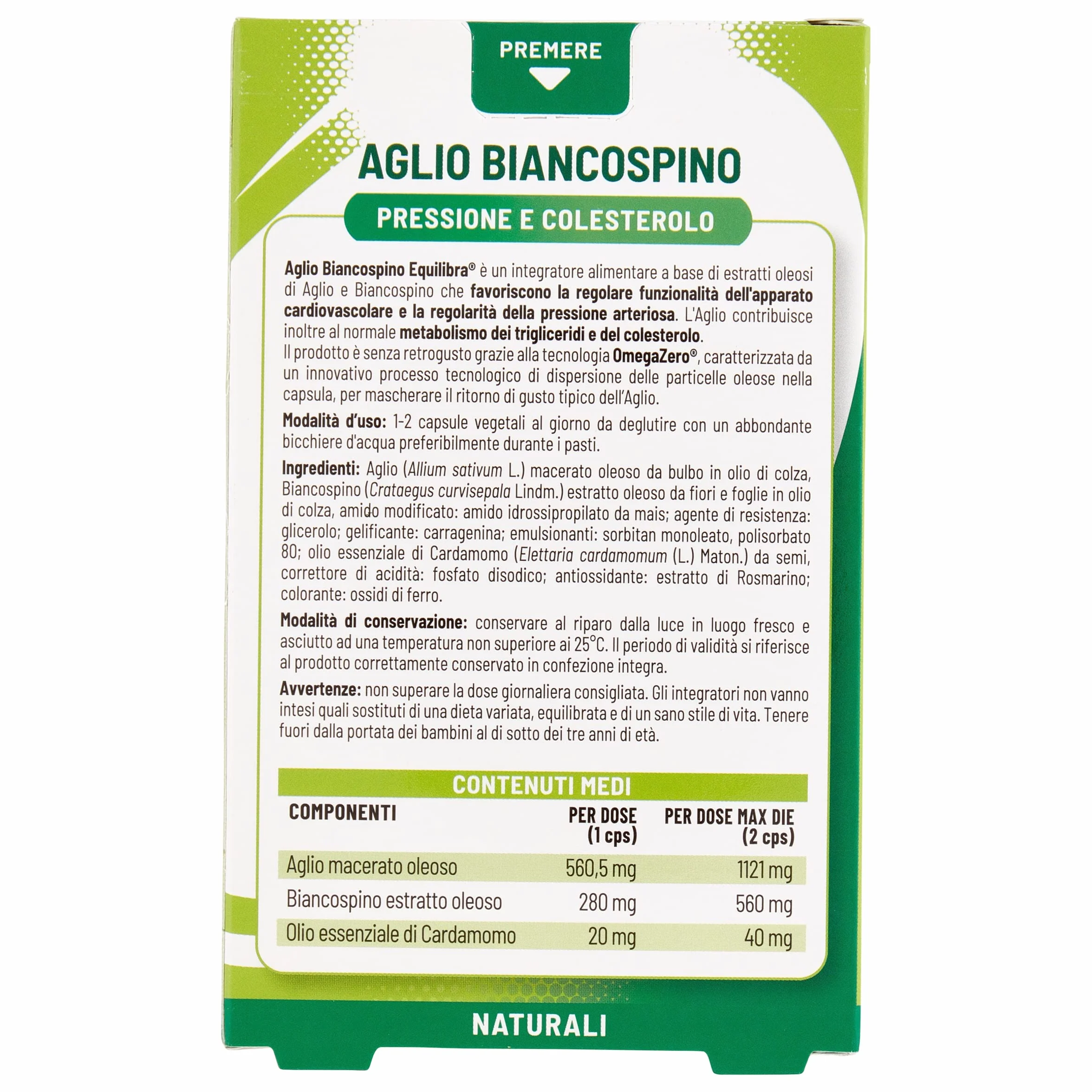 Equilibra Integratori Alimentari, a Base di Estratti Oleosi di Aglio, Biancospino, senza Retrogusto, Funzionalità dell'Apparato Cardiovascolare, 32 Capsule Vegetali