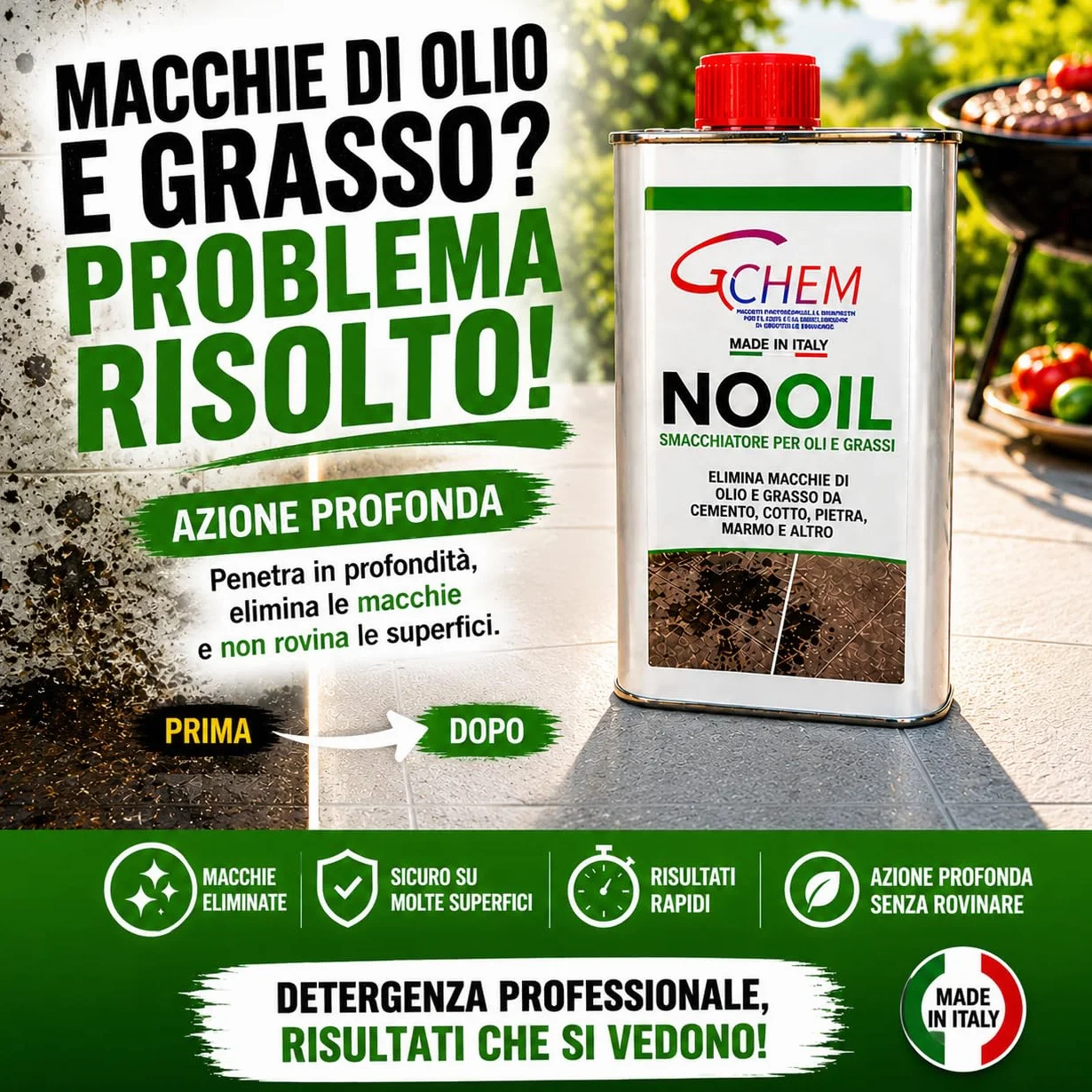 Smacchiatore Professionale per Marmo, Cotto, Pietra e Cemento - Rimuovi Macchie di Olio e Grasso