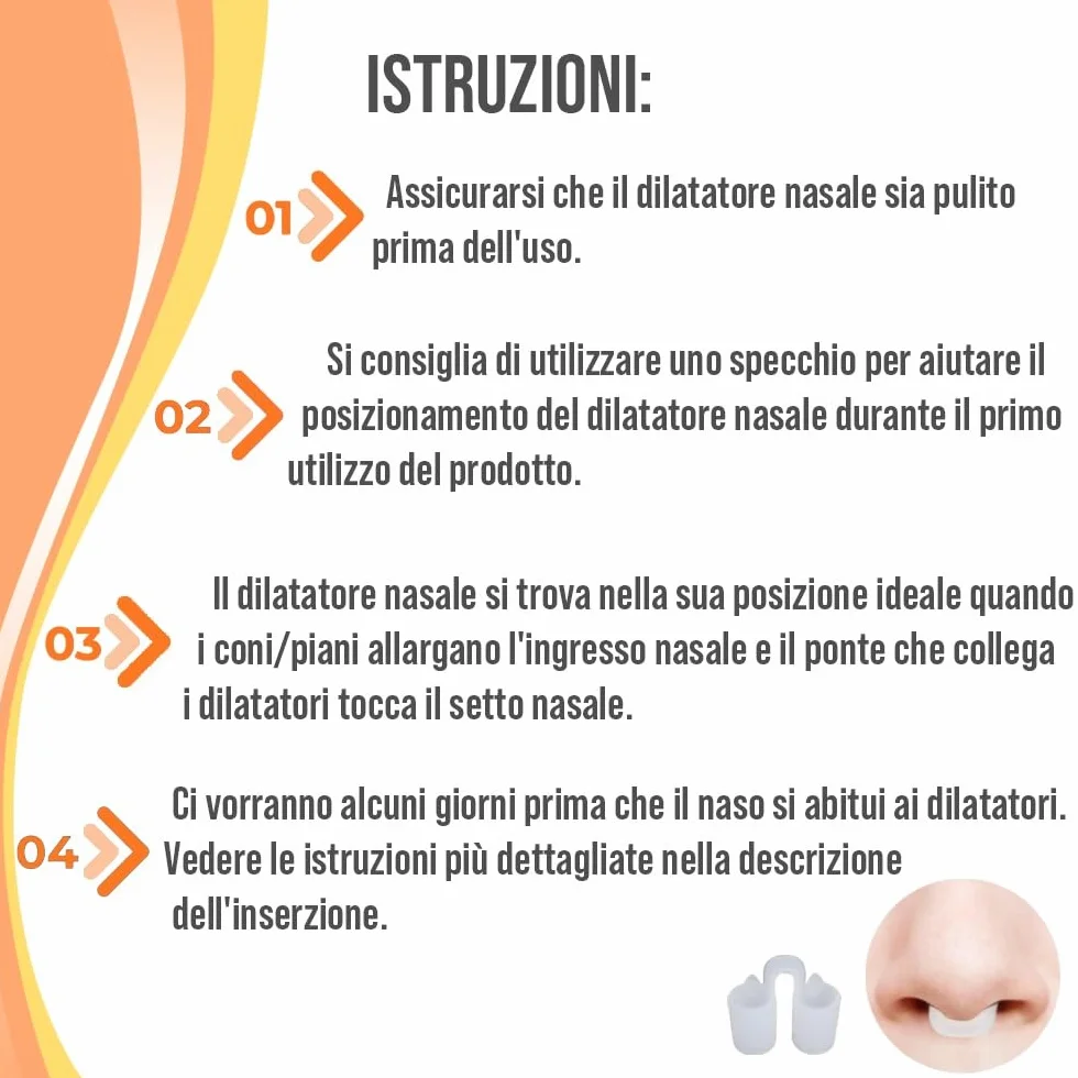 Dilatatore Nasale per Sollievo Sinusale Confezione da 12 Medio Bocchette Morbido Dispositivo Antirussamento Riutilizzabile