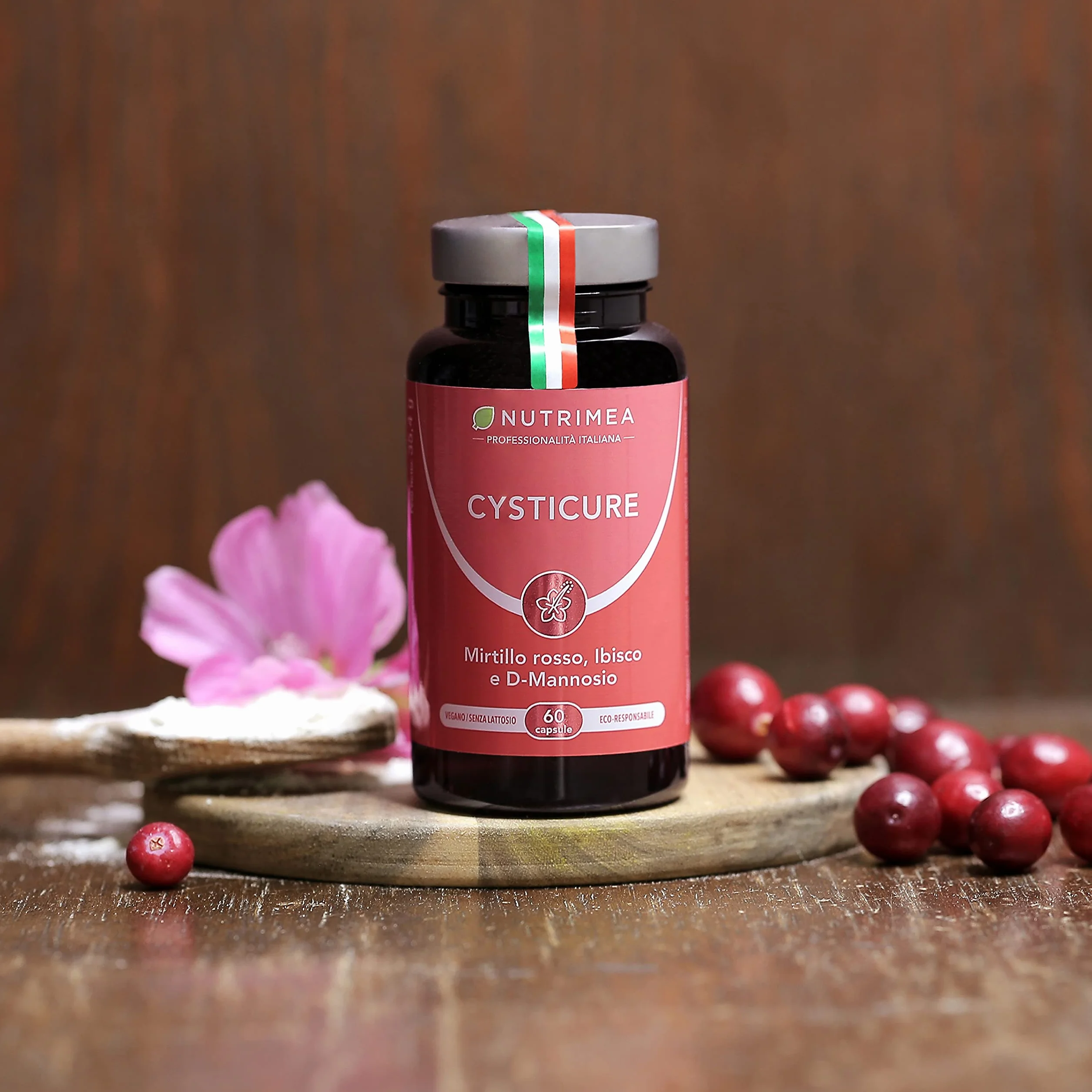 Cysticure Integratore D-Mannosio Mirtillo Rosso e Ibisco 60 Capsule Nutrimea