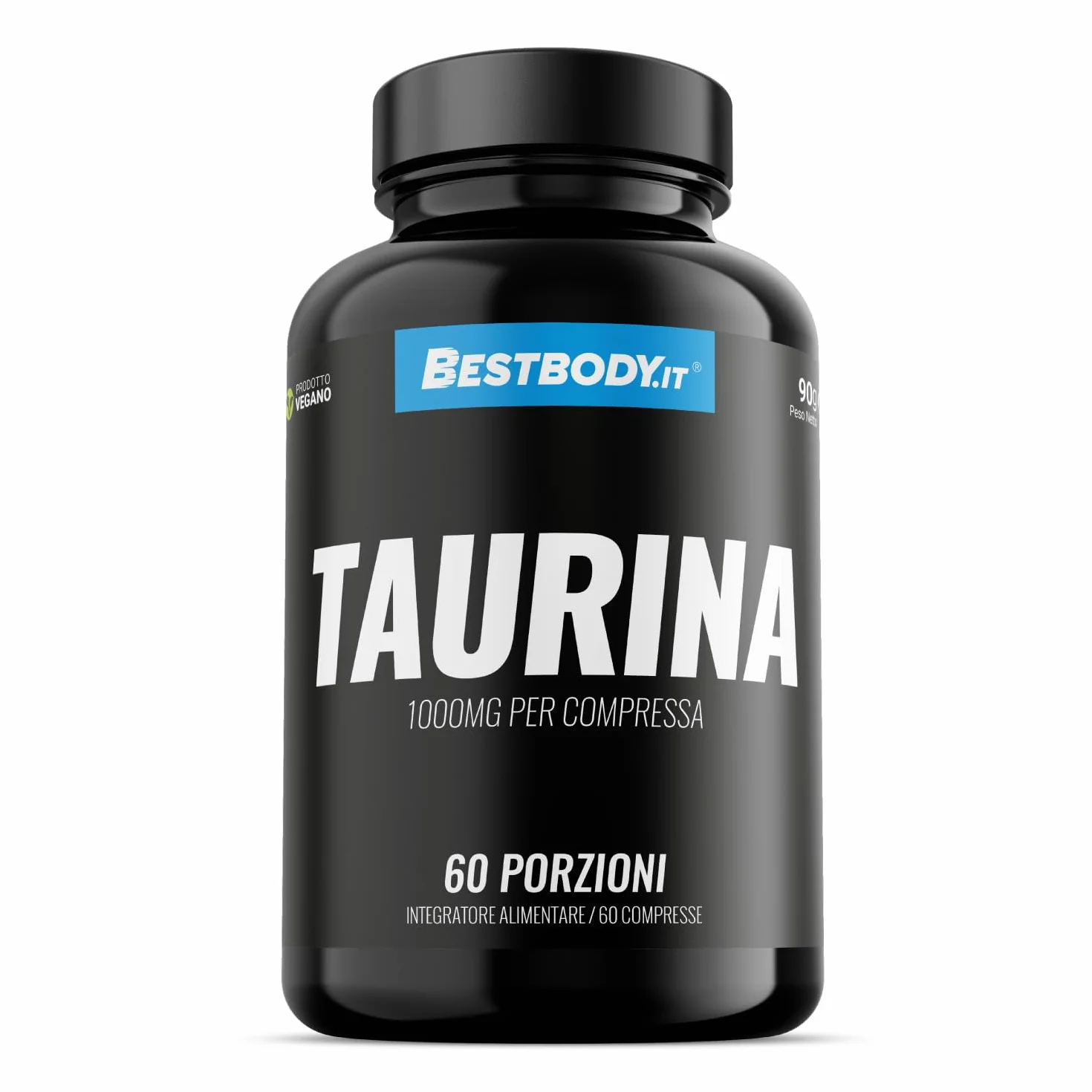 BestBody - Taurina 1000 mg - Supporta la Concentrazione e Contrasta la Fatica Muscolare, Supporto in Palestra e Sportivi, 60 Compresse