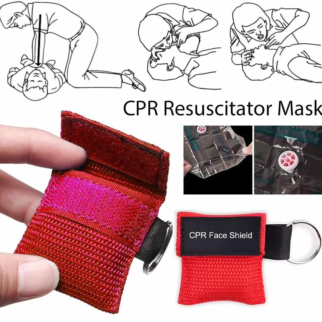 Pocket Mask Primo Soccorso con Barriera di Respirazione a Valvola a Senso Unico, 4 Pezzi