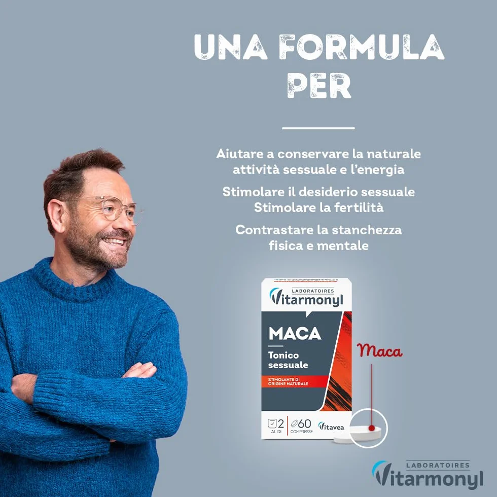 Vitarmonyl Maca – Integratore Alimentare Tonico Naturale – Supporto Energia e Vitalità – Per Uomo e Donna – 60 Compresse