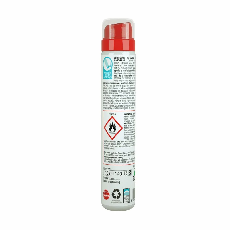 Good & San Spray Igienizzante Rinfrescante Mascherine, Disinfettante con Alcool 75%, 100 ml