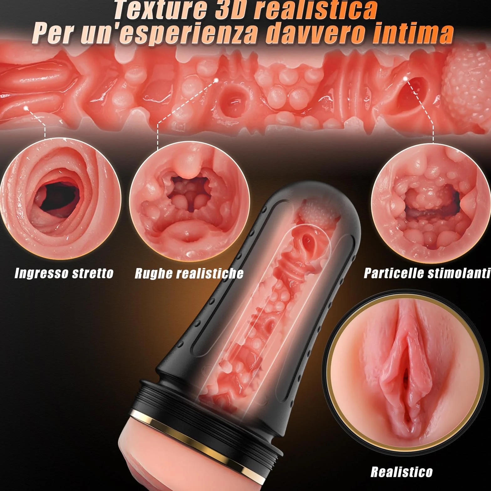 VIJISA Masturbatore Uomo Realista XXL – Sex Toy Morbido con Texture 3D e Rilievi Interni