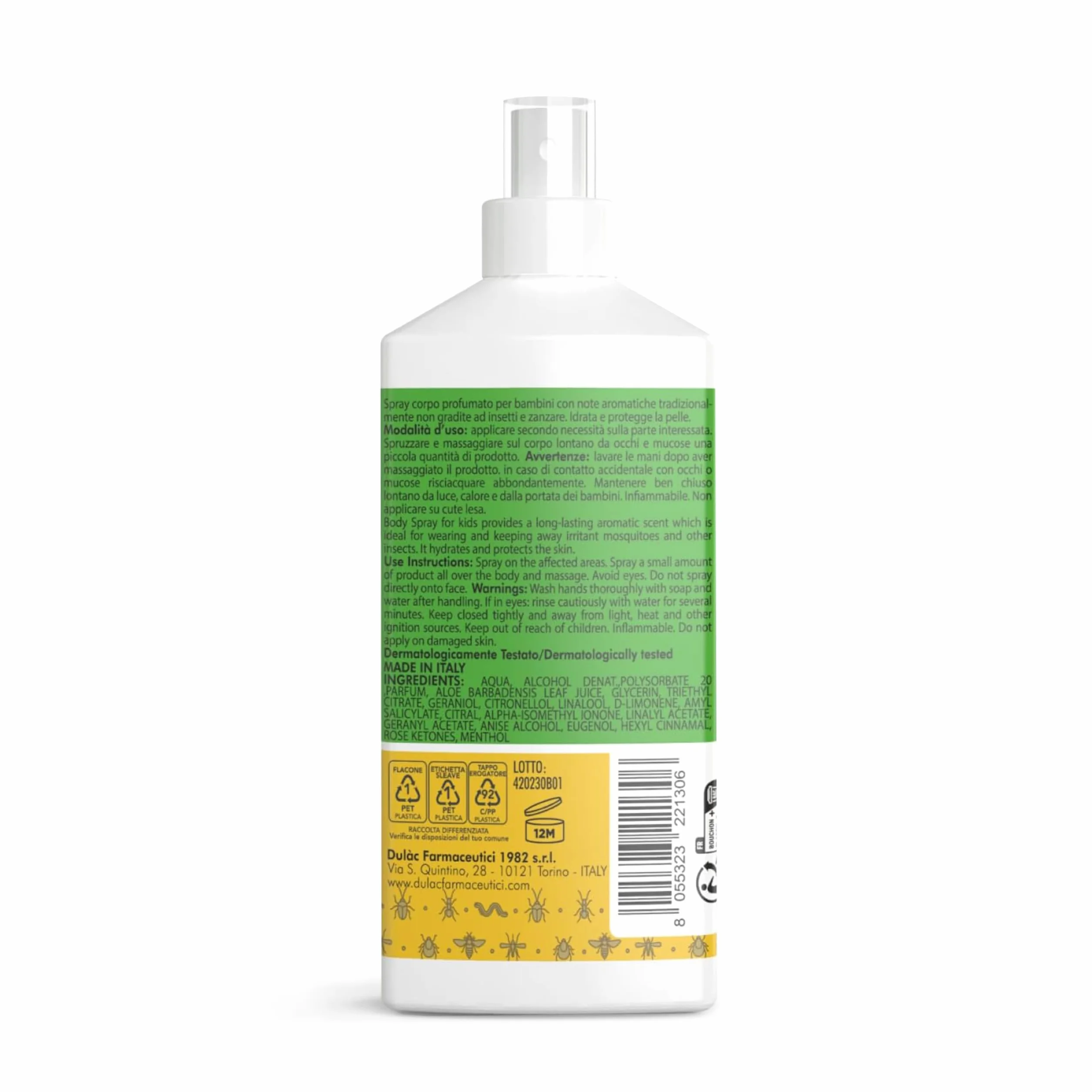 Dulàc Spray Corpo Profumato per Bambini 100 ml Repellente Zanzare e Insetti
