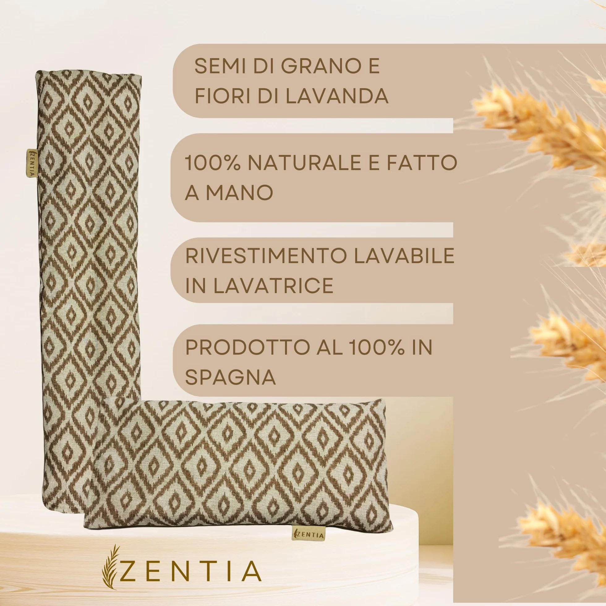 Sacco Semi Microonde 12x50cm Lavanda, 100% Cotone - Borsa Termica Calore e Freddo - Cuscino Cervical Grande