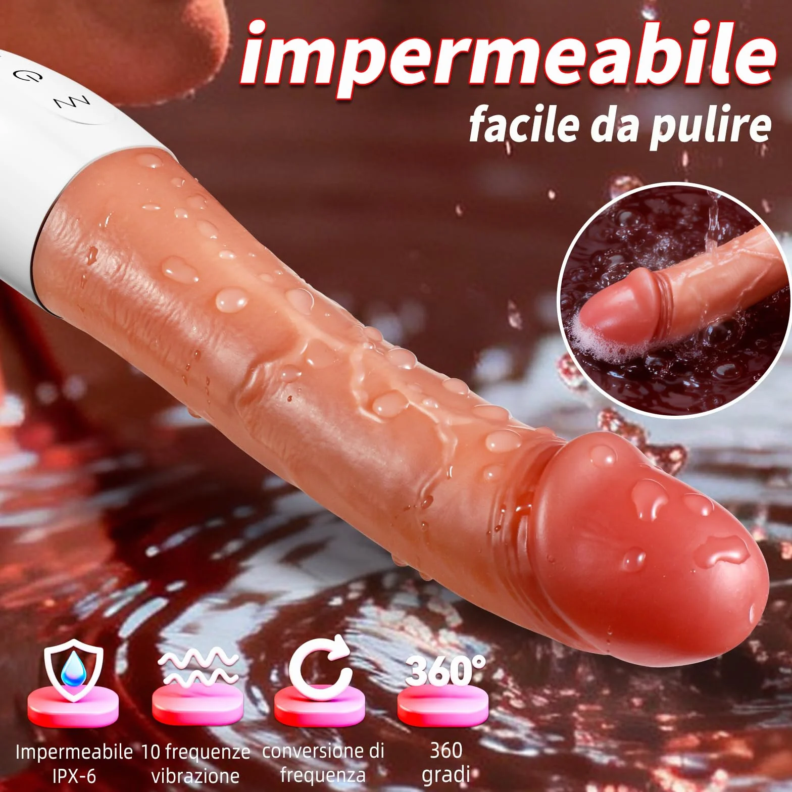 vibratoreper donna realistico dildo vibratore con 10 modalità di vibrazione. sexytoysys donna sessuale adatto alla stimolazione vaginale, anale, clitoridea, dei capezzoli e del pene