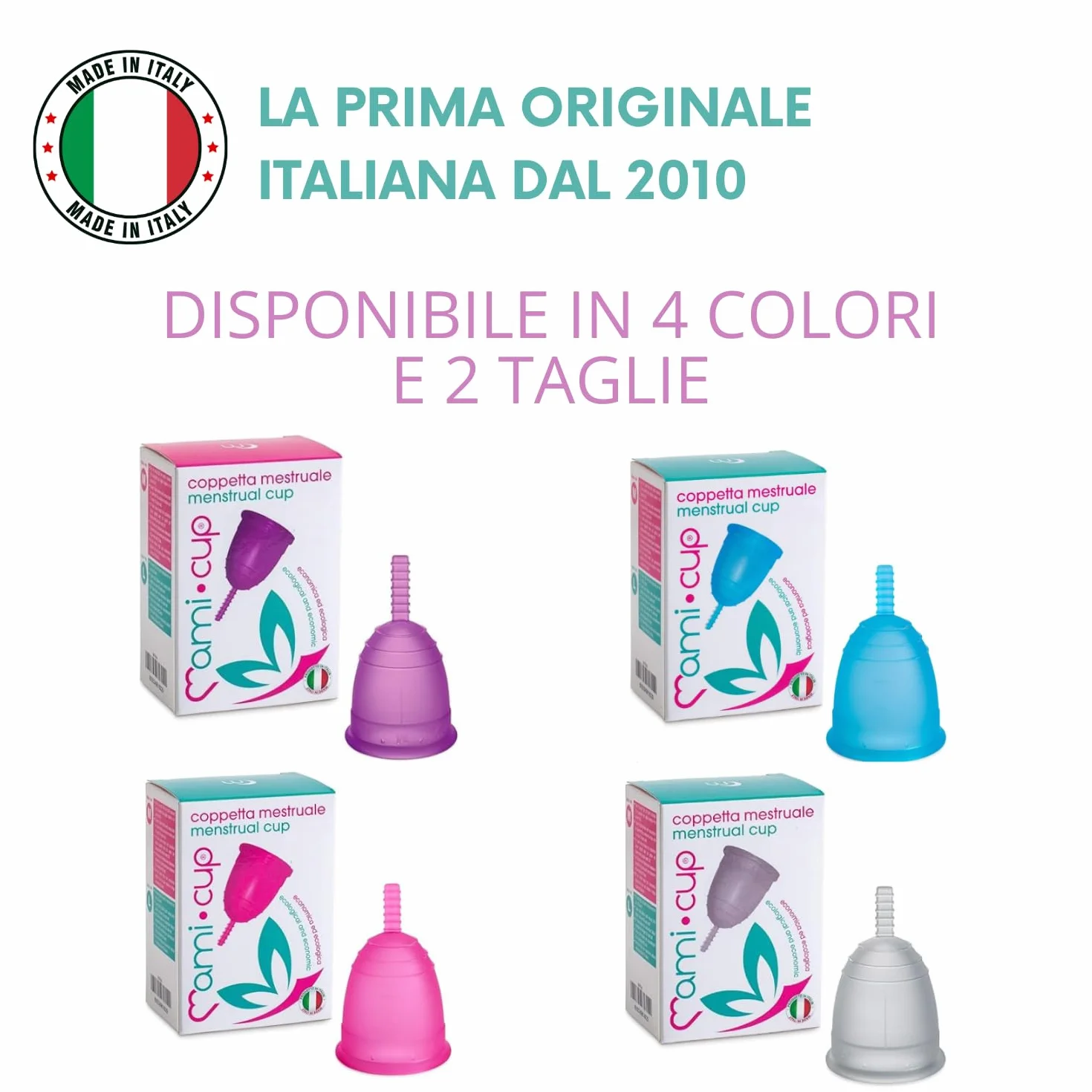 MamiCup Coppetta Mestruale in Silicone Medicale 100% Made in Italy, Morbida, Anallergica, Priva di Lattice e Ftalati, 2 Coppette Rosa, Taglie M+L