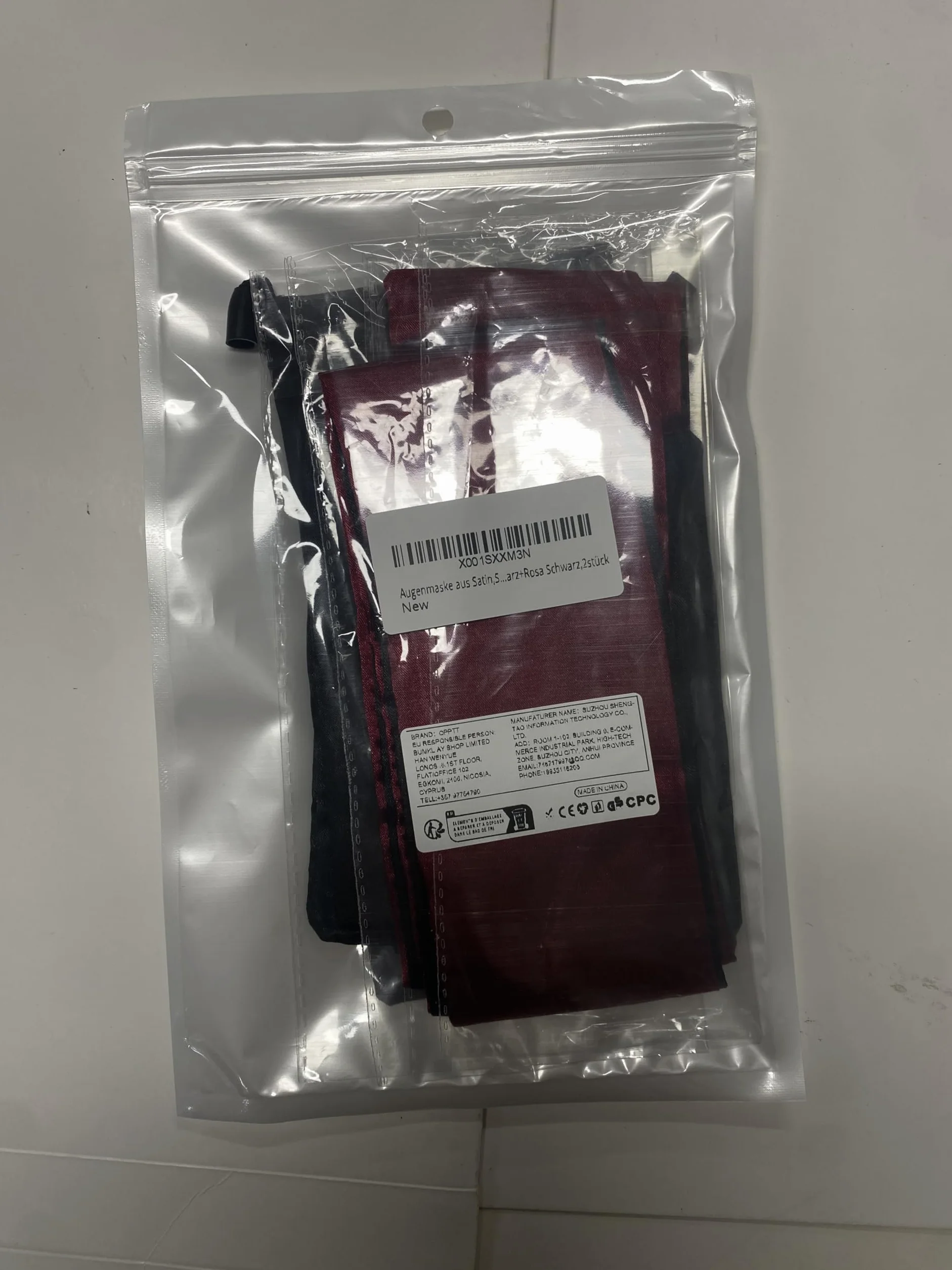 Maschera per Occhi in Raso Benda Sexy 2pcs Nero Rosa Nera