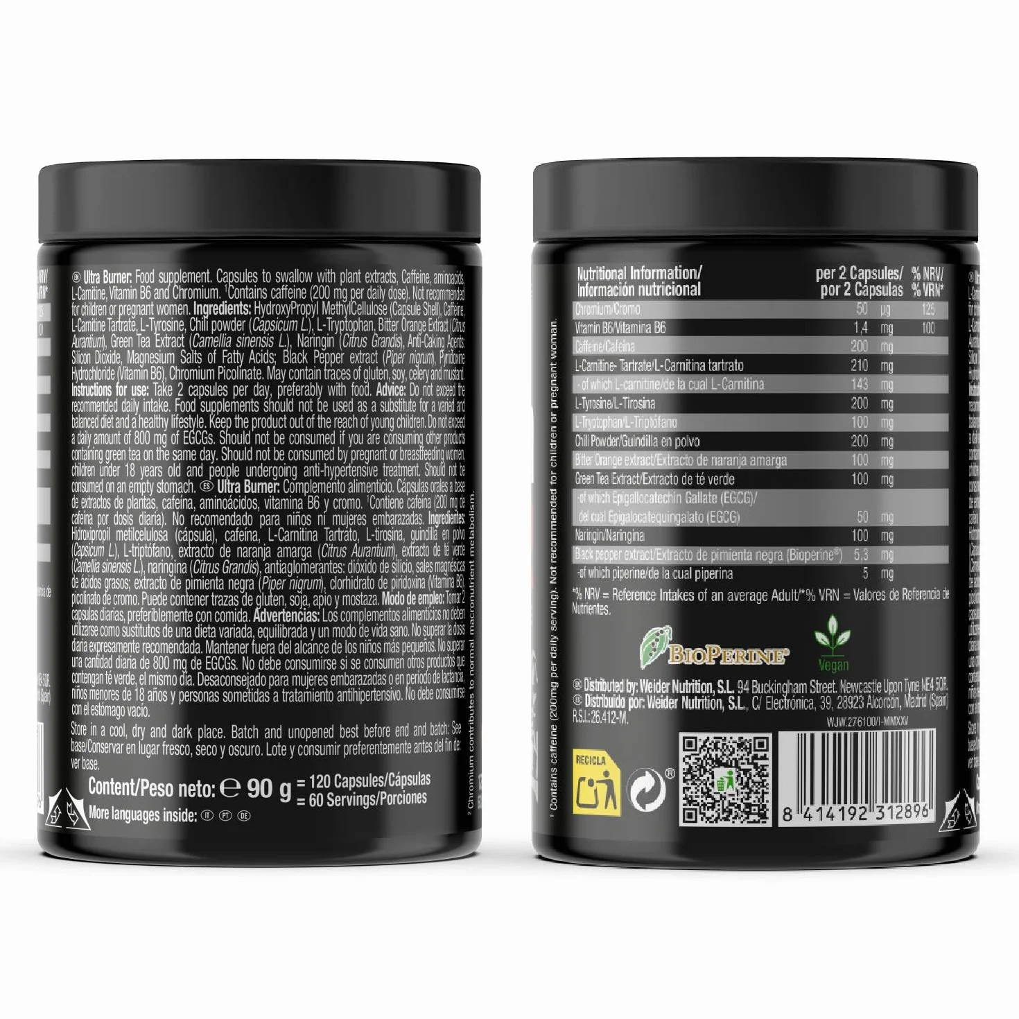 Weider Integratore Alimentare Triptofano Tirosina Carnitina Caffeina 120 capsule