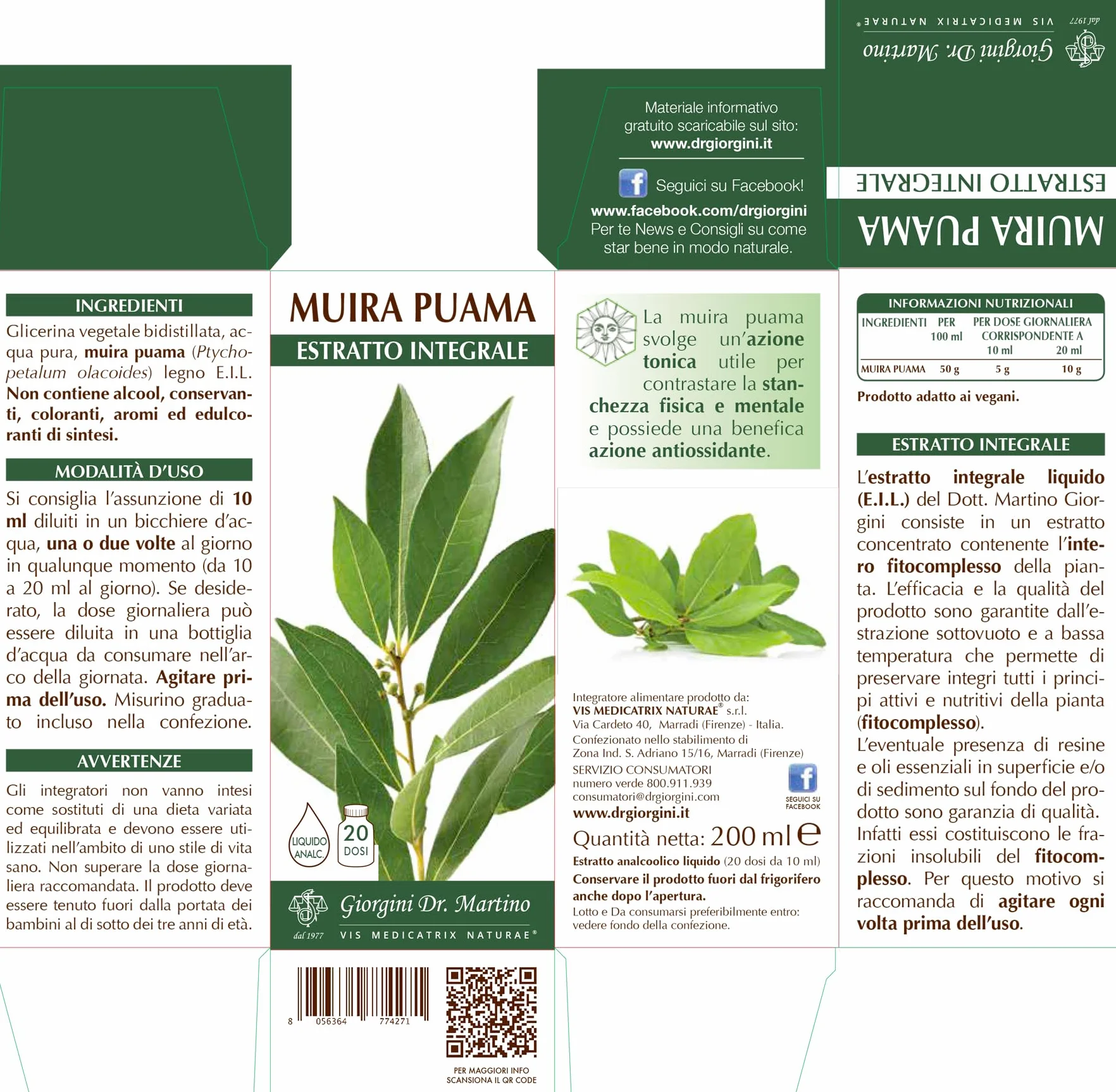 Dr Giorgini Integratore Alimentare, Muira Puama Estratto Integrale Liquido Analcoolico - 200 ml