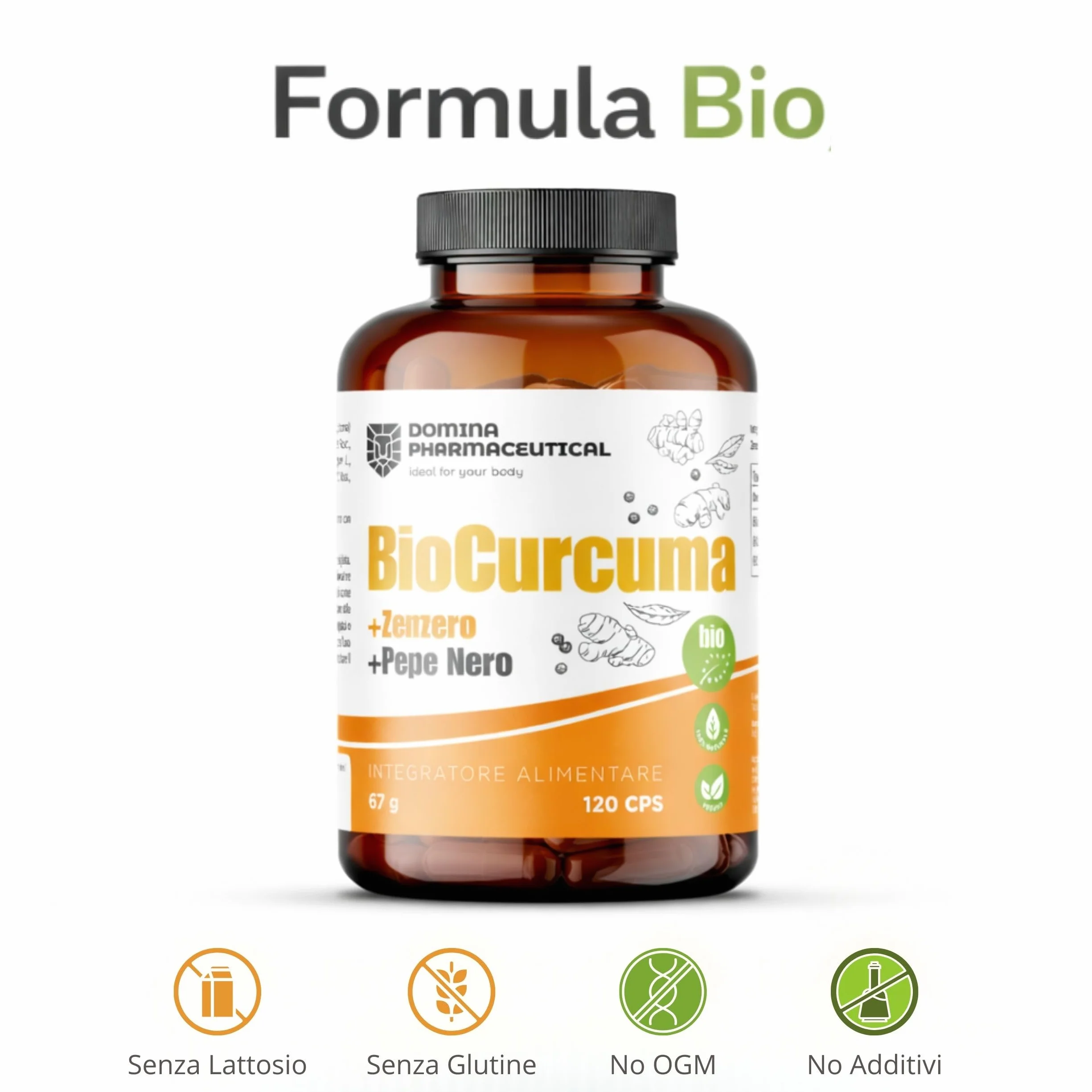 BioCurcuma Curcumina e Piperina 120 Capsule Antinfiammatorio Naturale Made in Italy