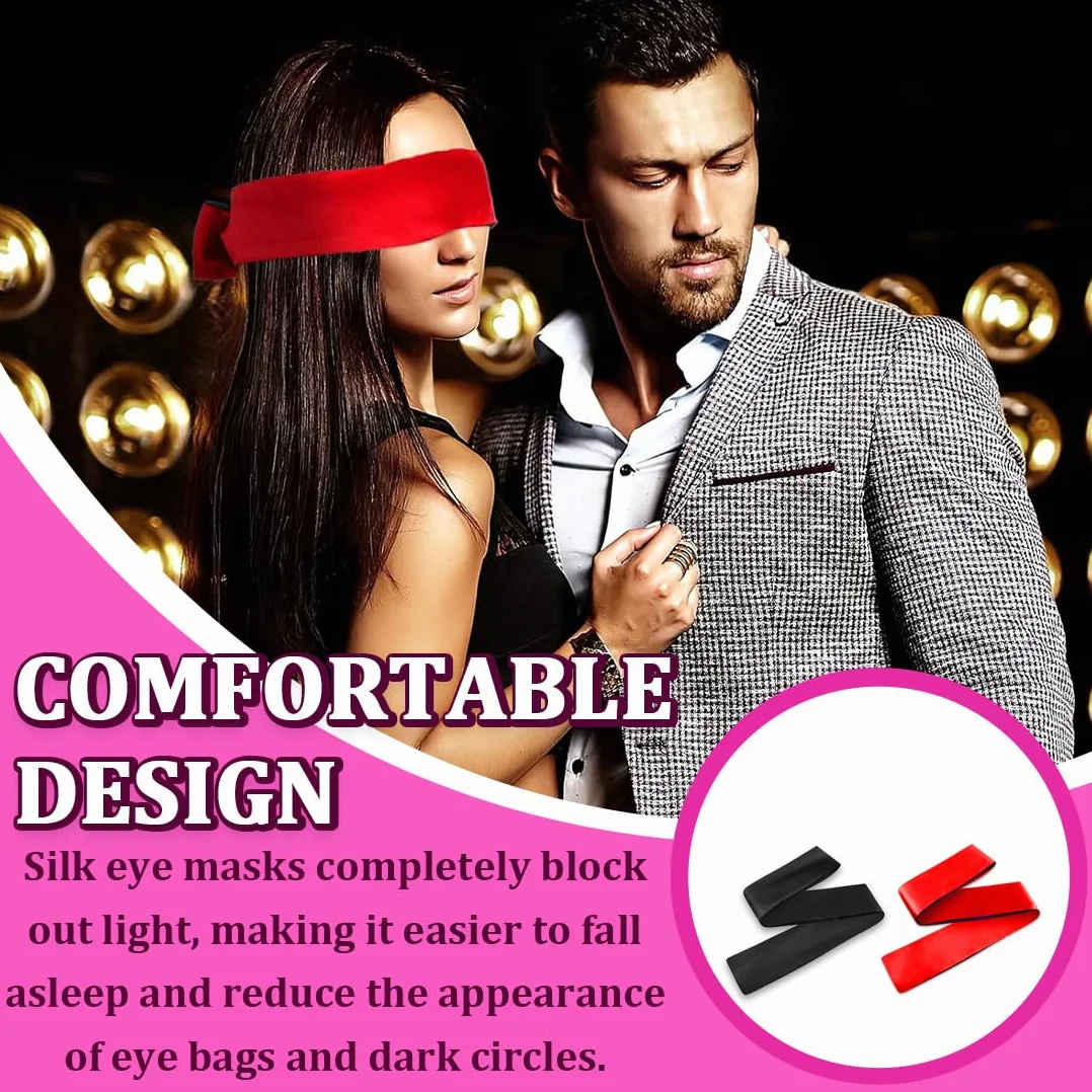 Maschera Per Occhi In Raso Morbide 130x5cm Nero Rosso 3 Pcs