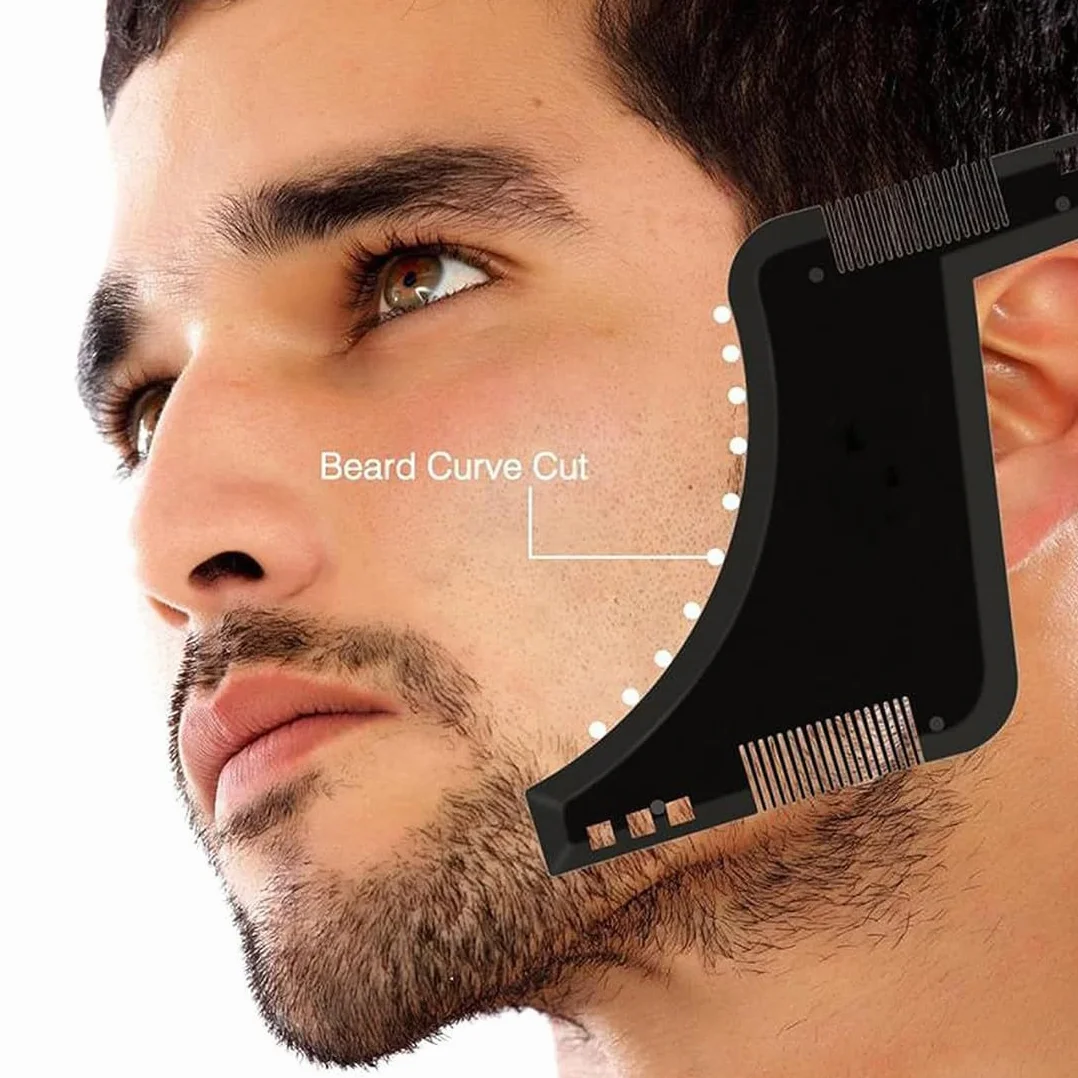 Pettine per Barba, 2Pcs Pettine Stencil Barba, Pettine di Guida per Rasatura Della Barba, Signori pizzetto Collo Sagome per Barba Styling Tool per rifinire Gli Uomini rasatura della barba