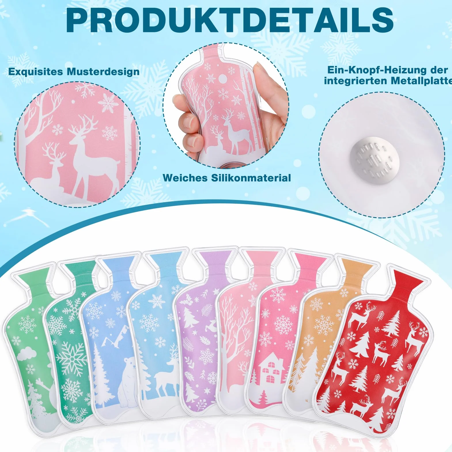 Set di 9 scaldamani riutilizzabili, immediatamente attivato, di lunga durata, scaldamani, piccoli cuscinetti termici per viaggi, ufficio, casa, scuola