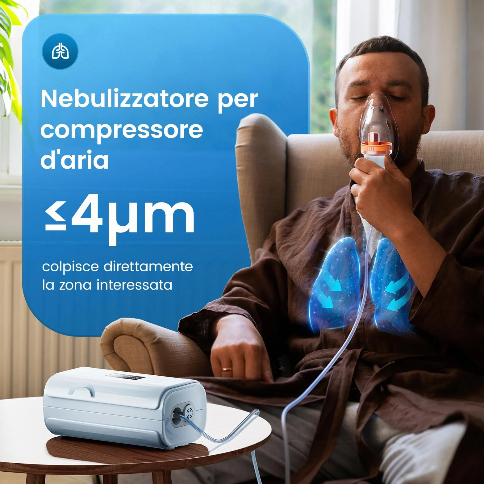 Aerosol Nebulizzatore A Compressore - Areosol per Bambini ed Adulti, Boccaglio E Maschera, Allevia Efficacemente le Malattie Sistemiche, Velocità di Atomizzazione Regolabile