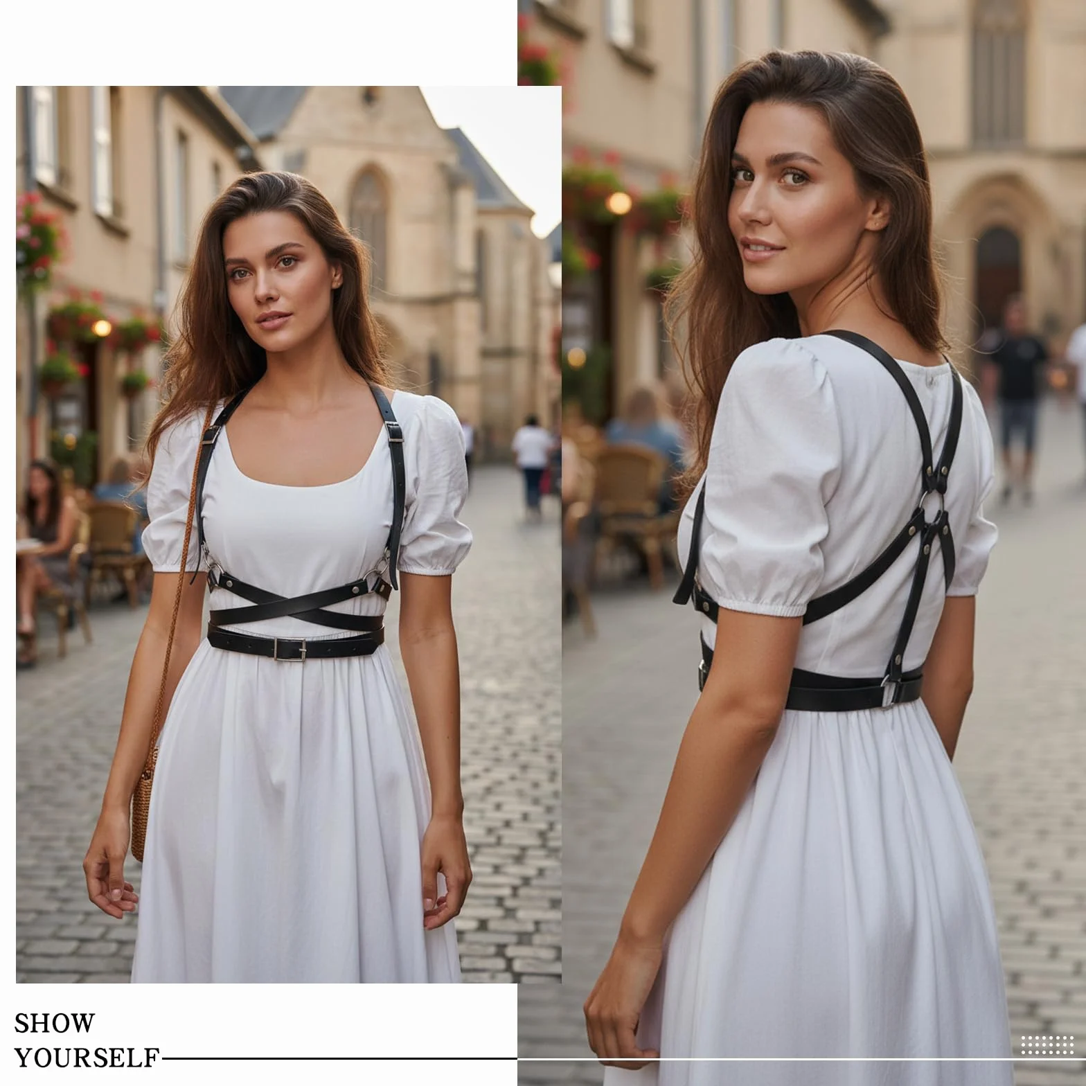 Harness da donna in pelle gotico accessorio cosplay abiti da sera