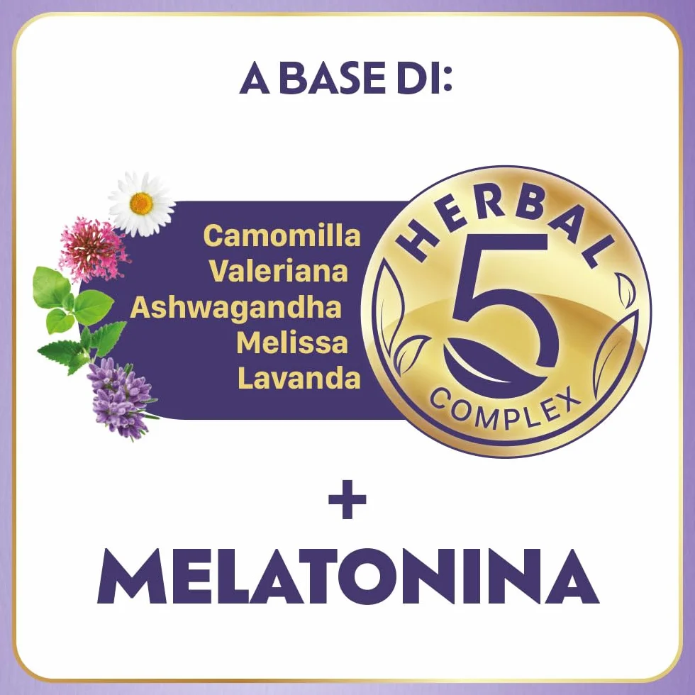 Laila DormiBene Integratore alimentare per il sonno Herbal 5 Complex Melatonina 60 pastiglie gommose
