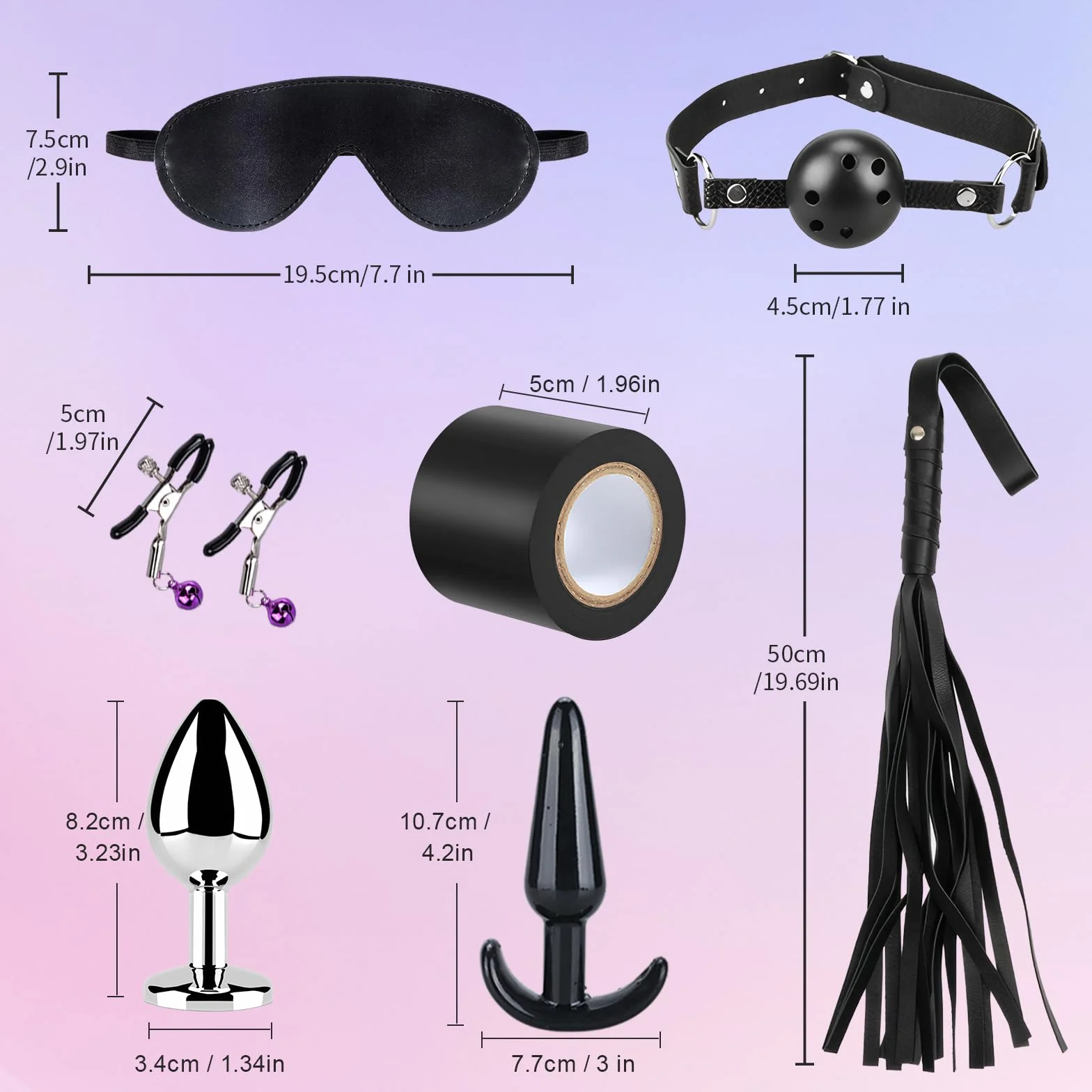Ninonly Bondage Set SM 14 Pezzi Sex Toys Kit Plug Anale BDSM Giocattoli Sessuali per Donne Coppie Nero