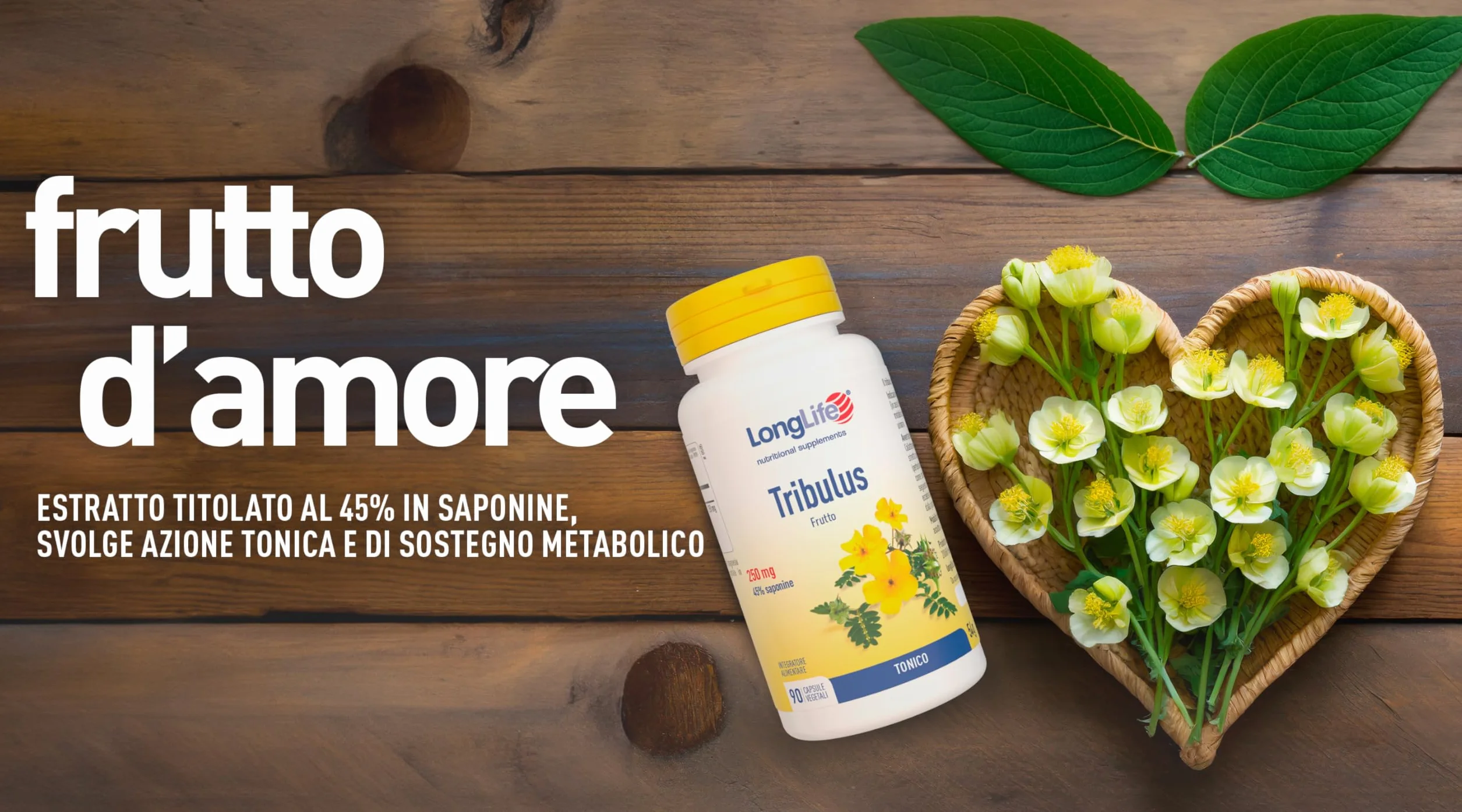 LongLife Tribulus Estratto titolato 45% saponine Azione tonica sostegno metabolico Vie urinarie funzione digestiva Vegano senza glutine