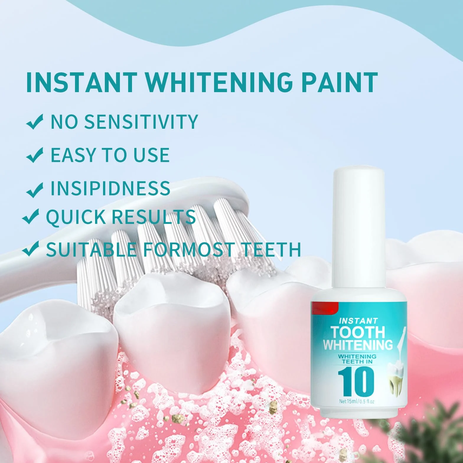 Vernice Sbiancante per Denti, Gel Sbiancante, Smalto Bianco per Denti Sensibili