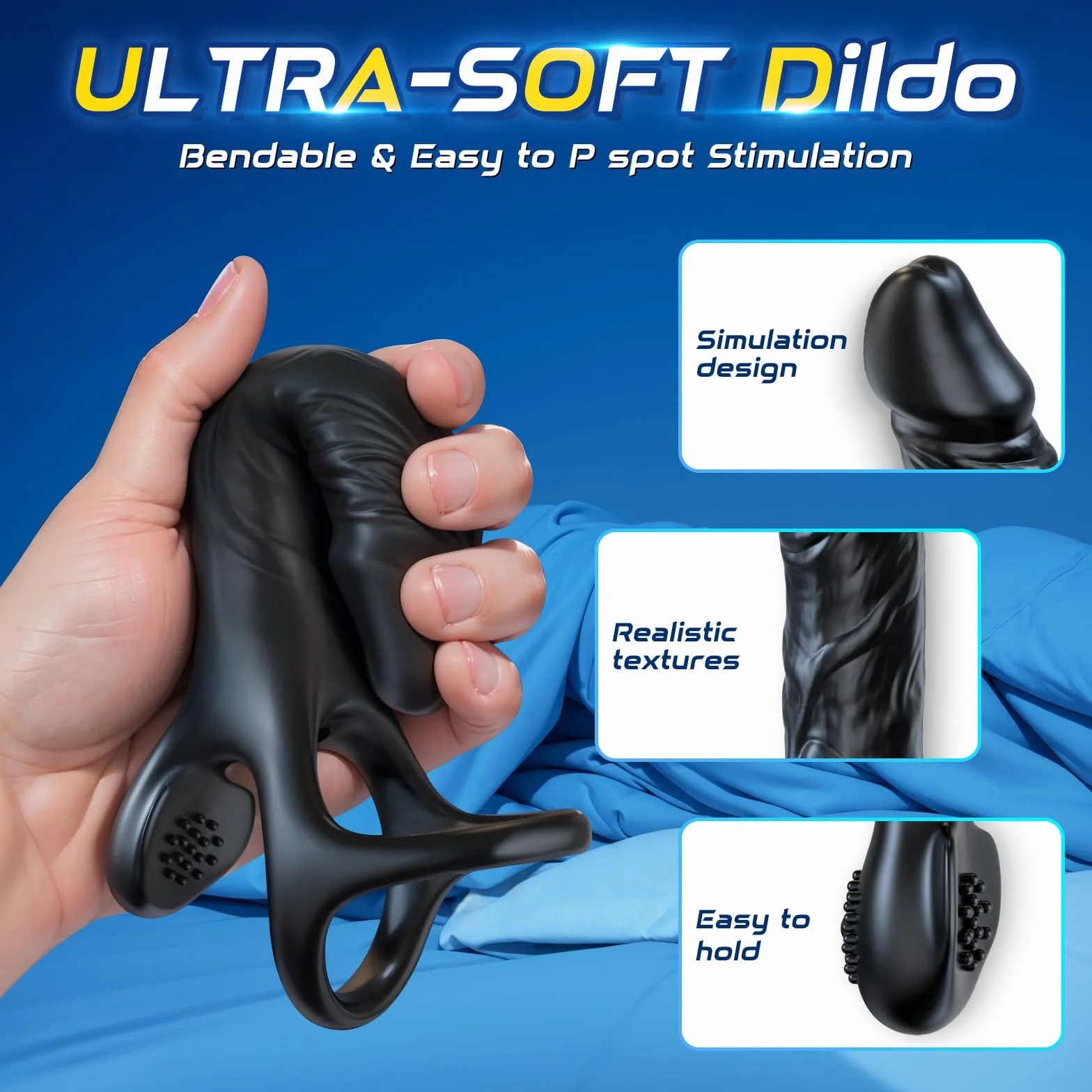 Dildo Vibranti con Anello Pene per Coppia,Vibratore Anali Sex Toys per Stimolatore il Clitorideo Donna e Testicolare Maschio,Giocattolo Sesso con 9 Modalità,Morbido Elastico,14 cm Insertable length