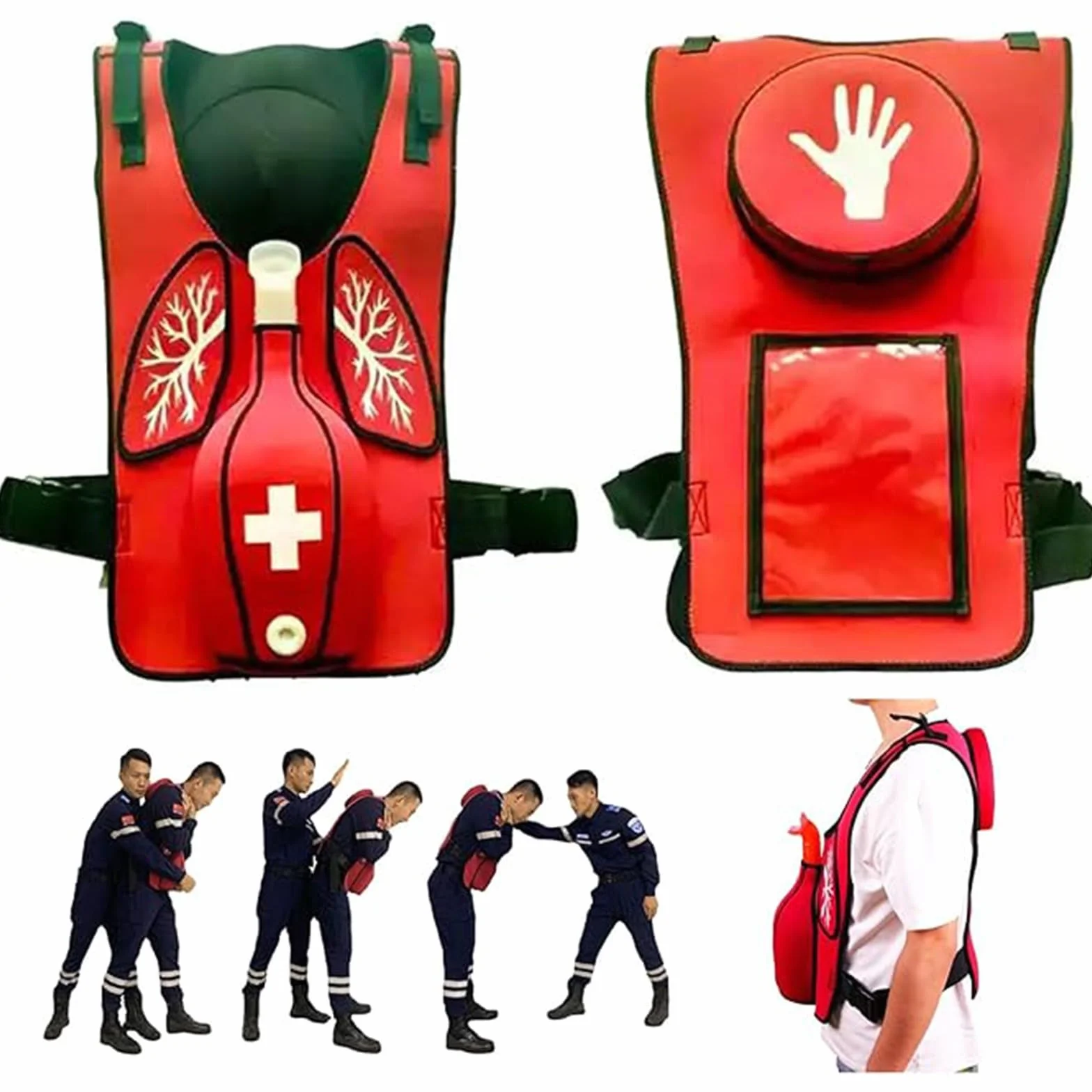 Gilet Anti-Soffocamento per Addestramento Ostruzione Vie Aeree con Dispositivo Soccorso Schiaffo Schiena Manovra Heimlich