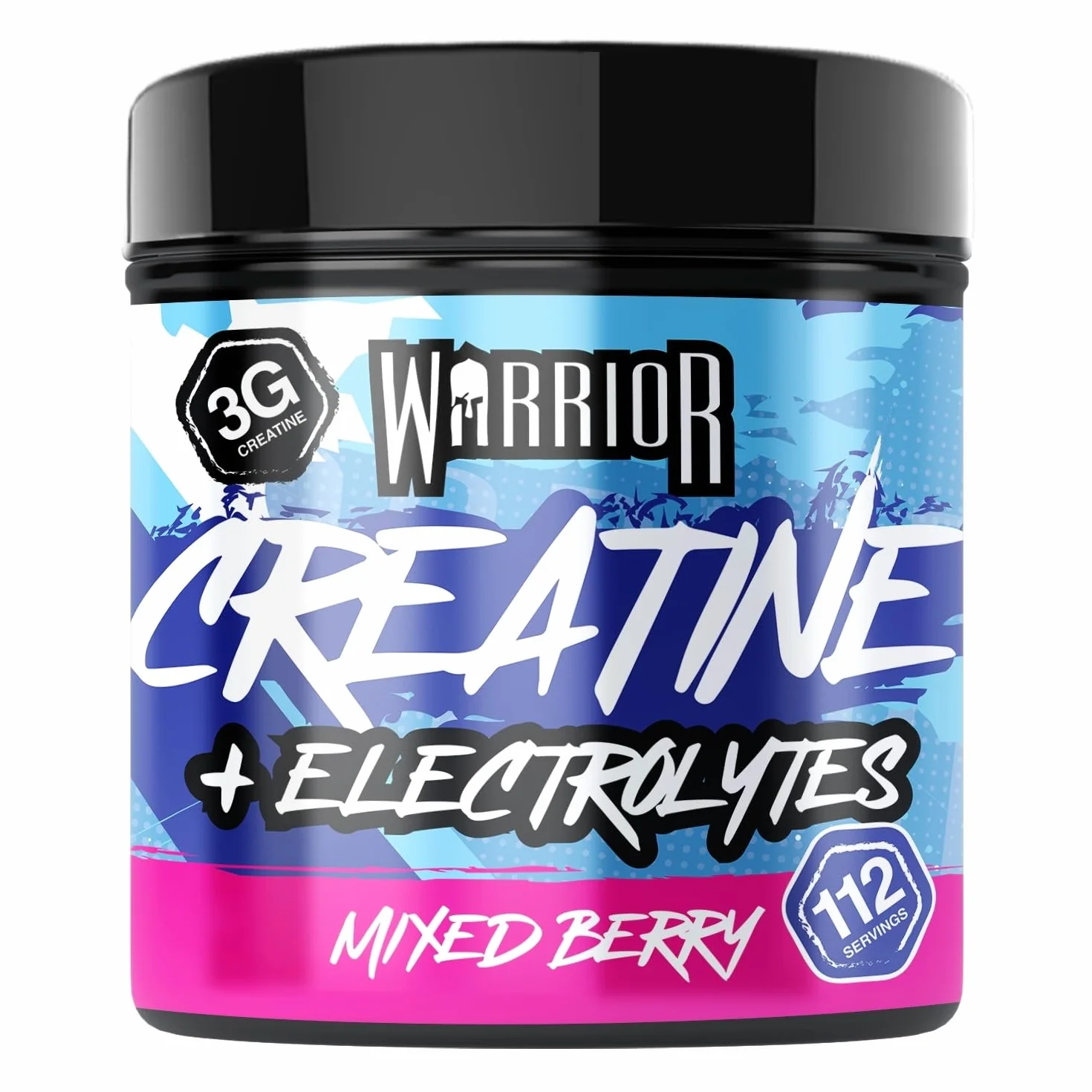 Warrior Creatina Monoidrata + Elettroliti Polvere 360 g, 80 Porzioni – Creatina in Polvere con Sali Minerali, Intra Workout per Massa, Idratazione e Sport, Senza Zucchero – Mix di Frutti di Bosco