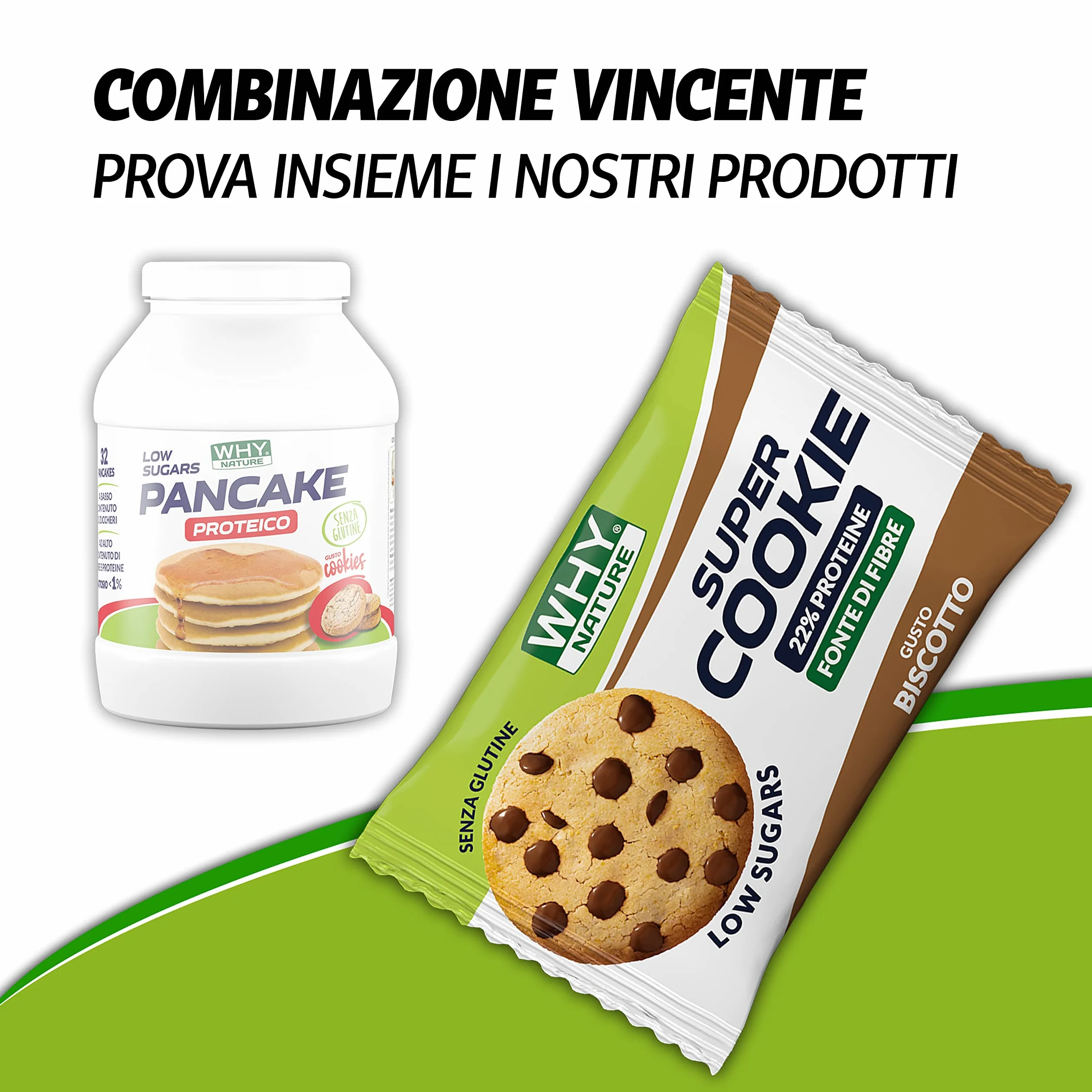 WHY NATURE LOW SUGAR PANCAKE PROTEICO - Pancake Proteici - Preparato Per Pancake Con Farina Di Fiocchi Di Avena - Gusto Cookies - 800 gr