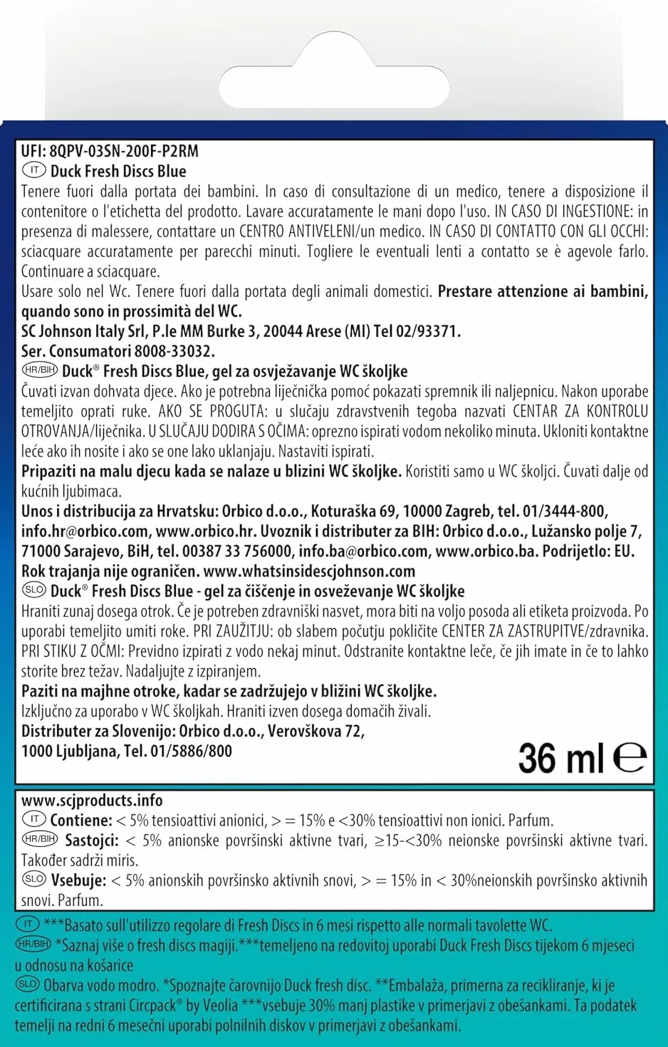 Duck Fresh Discs Blue- Base per Dischi Gel Igienizzanti WC, Colora l'acqua di blu ad ogni risciacquo - Confezione da 1 Applicatore e 6 Dischetti