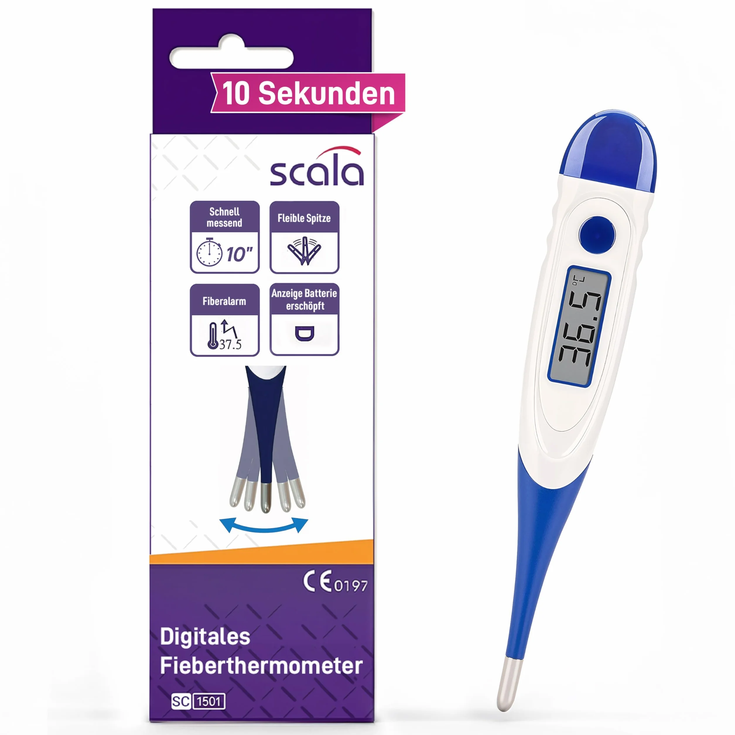 Termometro Febbre Digitale Clinico Corpo Flex Speed SC 1501 blu