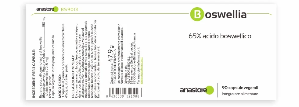 BOSWELLIA * 370 mg / 90 capsule * Titolato all’65% in acido boswellico