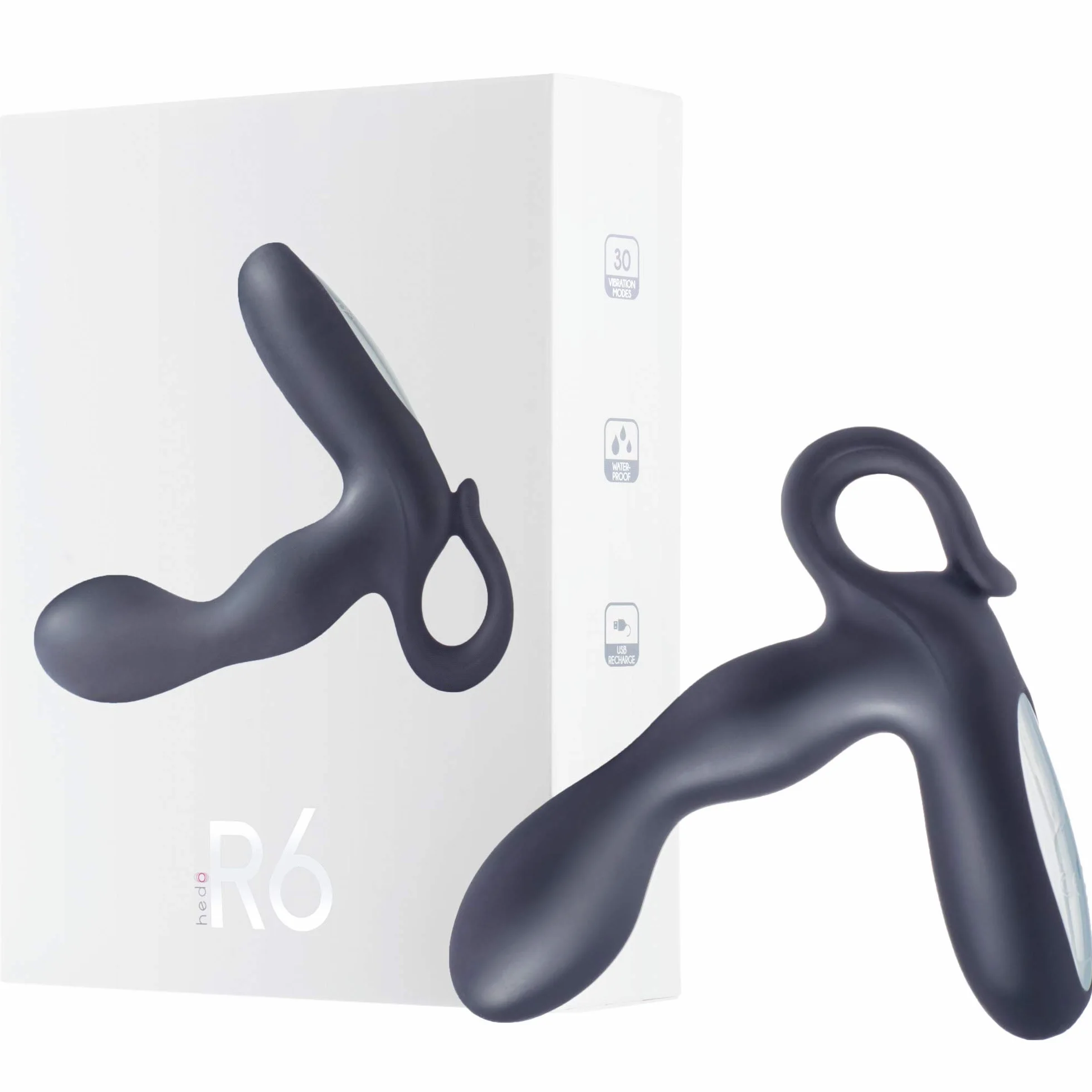 HEDO R6 | Vibratore sessuale per uomo | Massaggiatore prostatico | Silicone medico privo di PVC e ftalati | Ricaricabile | Ideale per la stimolazione della prostata | Dilatatore anale (Nero)