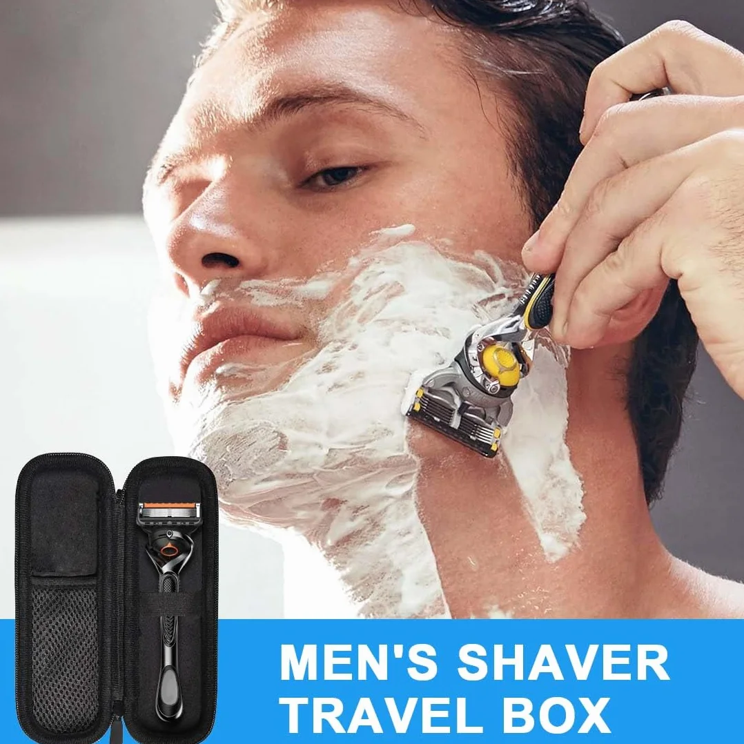 GXGM 1 Pezzo Custodia in PU Compatibile con Gillette Fusion 5 e Fusion ProGlide Rasoio Umido da Uomo Portatile duro Custodie Impermeabile,Per lametta Barba Uomo(Nero)