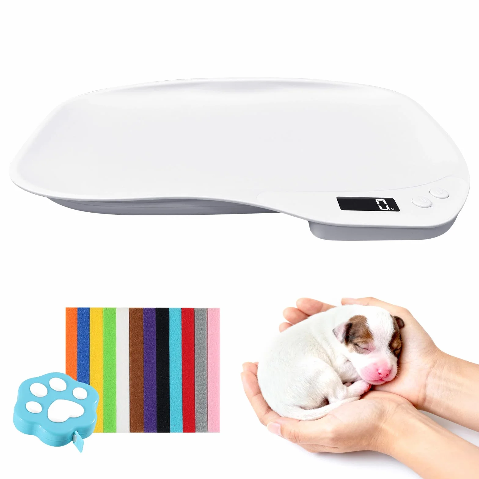 Bilancia Neonato Digitale per Cuccioli Cani 15 Kg LCD Quattro Modalità Pesatura Piccoli Animali 36x25,5 cm