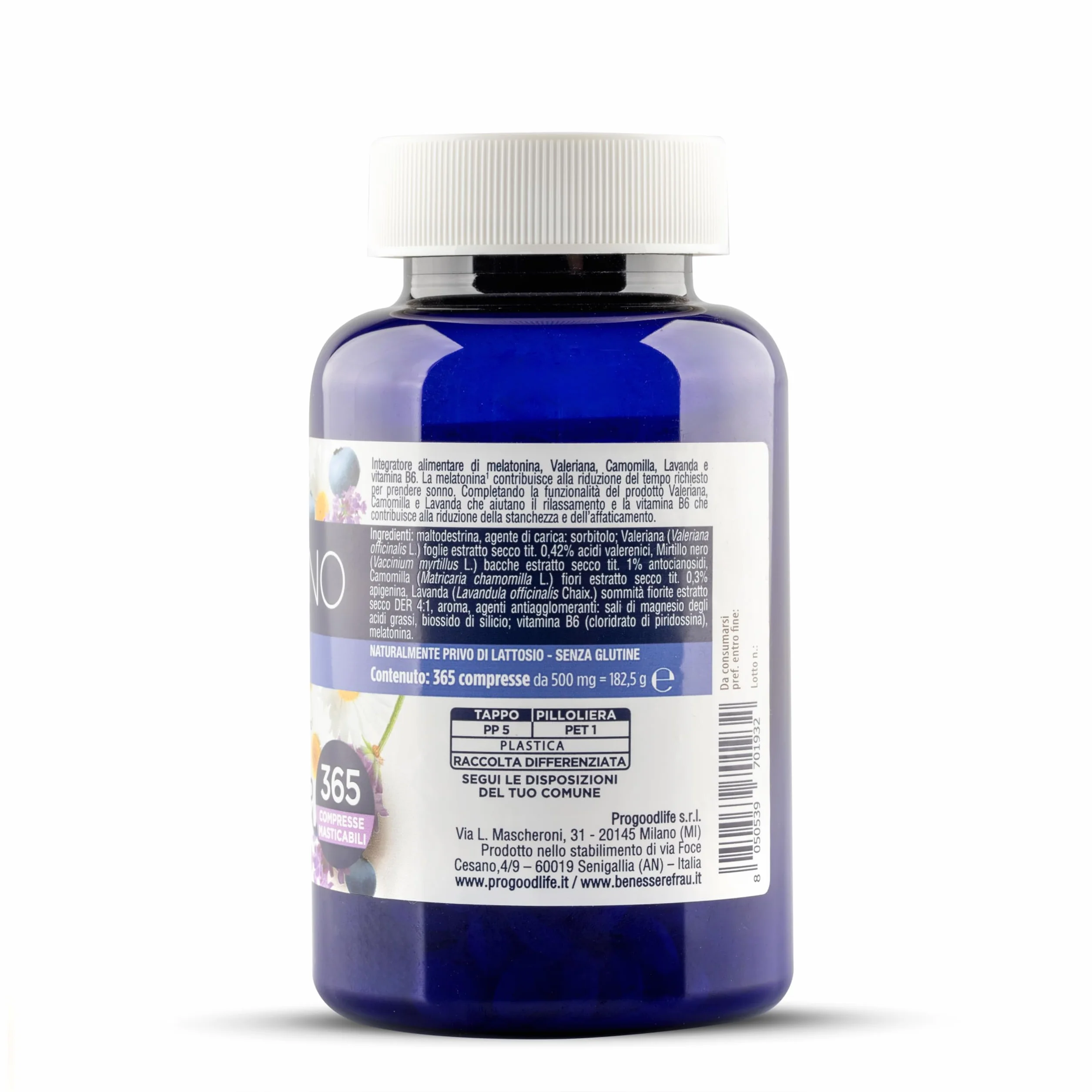 FRAU BEL SONNO Melatonina 365 Compresse Masticabili Integratore per il Sonno con Valeriana, Camomilla, Lavanda e Vitamina B6