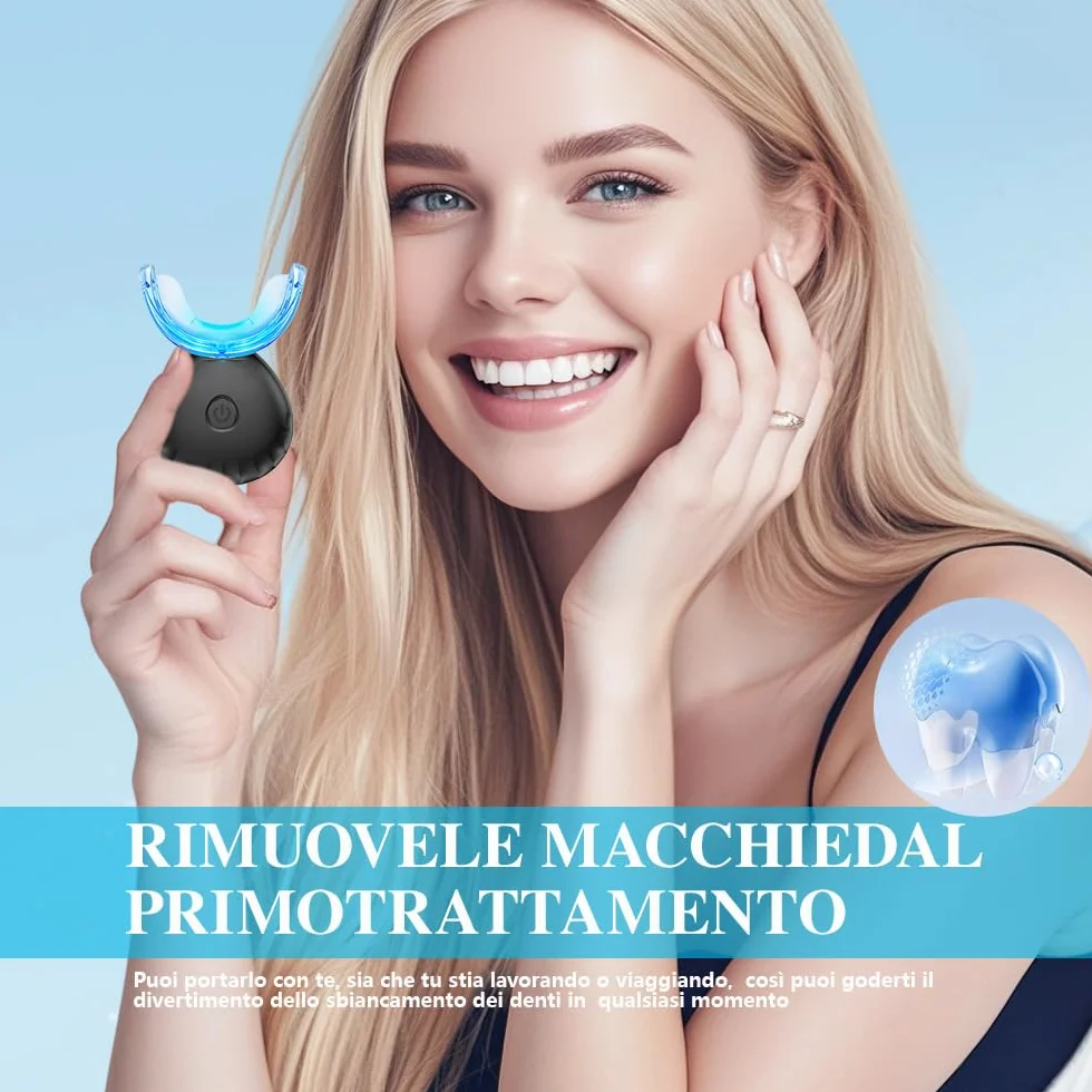Kit Sbiancante Denti Professionale con Lampada 16 LED Blu,Quattro Penne Gel Sbiancante,Elimina le Macchie in 16 Minuti,con Applicazione Semplice e Veloce,Sicuro per lo Smalto