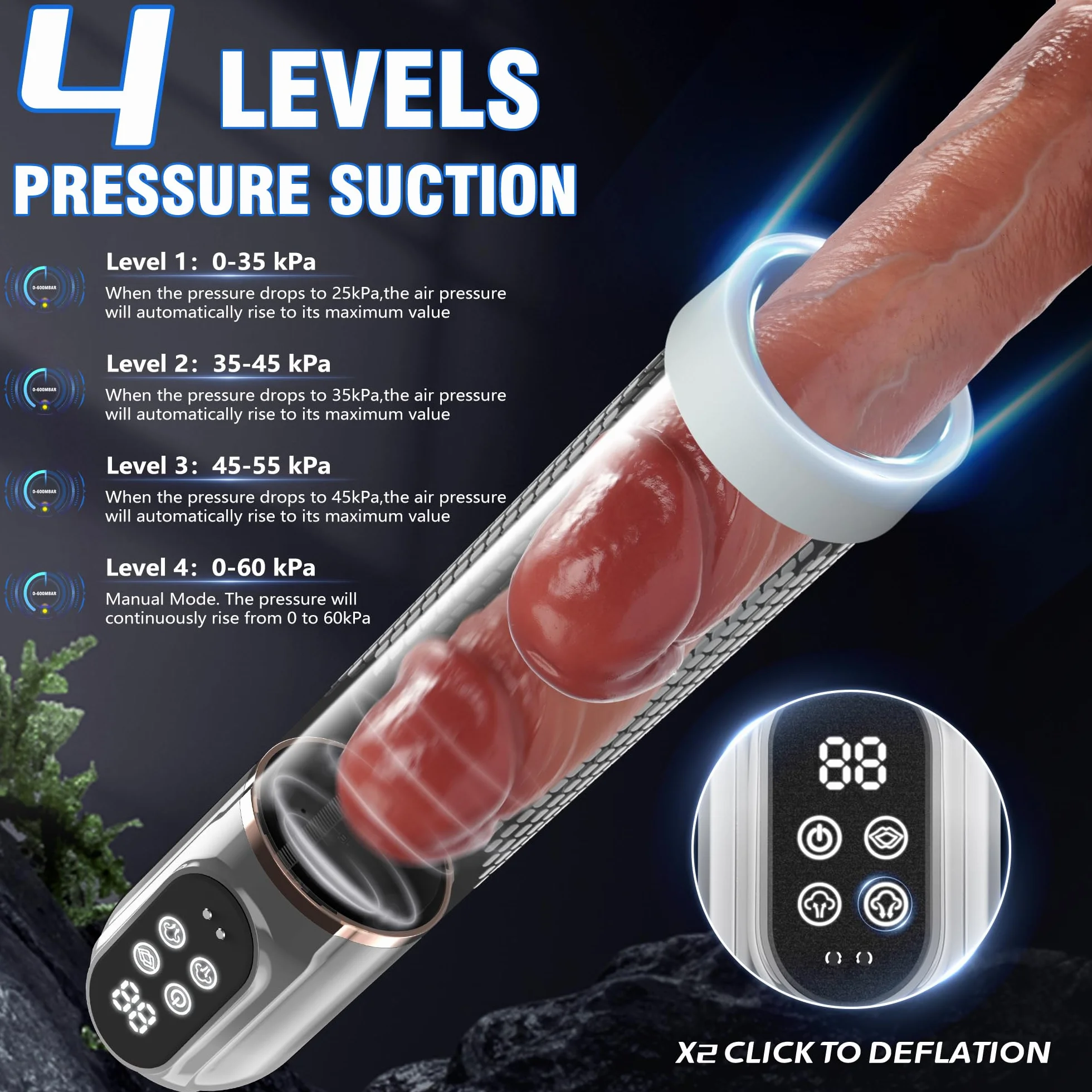 HIVEFUN Masturbatore Uomo Pompa Pene, Masturbtore per Pene con 4 Modalità di Aspirazione e Modalità di Allenamento Automatica Sex Toy Uomo, Nasturbatore Impermeabile IPX7 Sexy Toys Vacuum Device